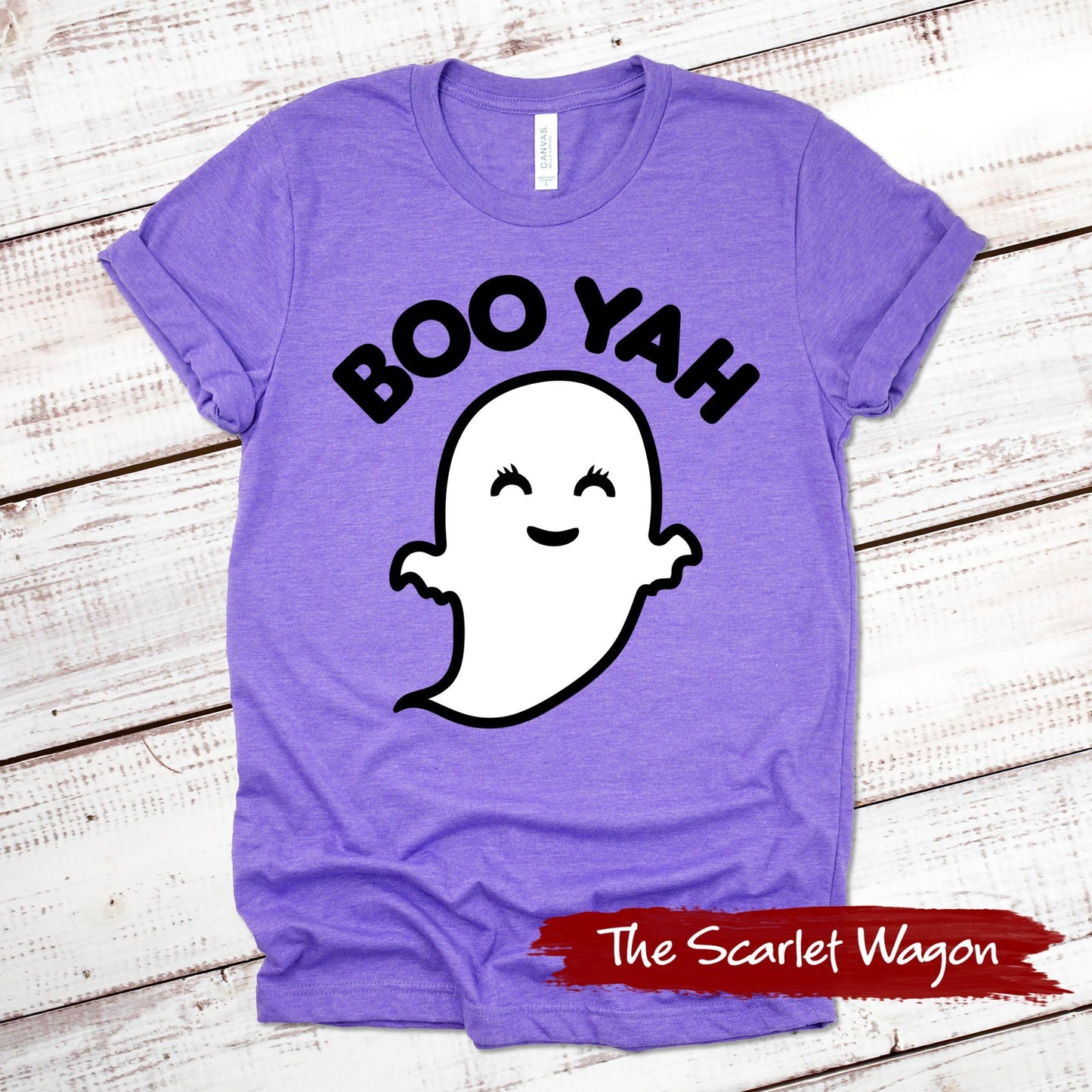 Boo Yah Halloween Shirt Scarlet Wagon Heather Purple XS 