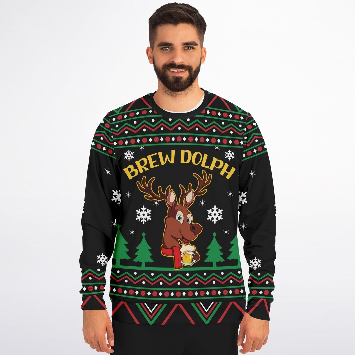 Brewdolph Ugly Christmas Sweatshirt Fashion Sweatshirt - AOP Subliminator 