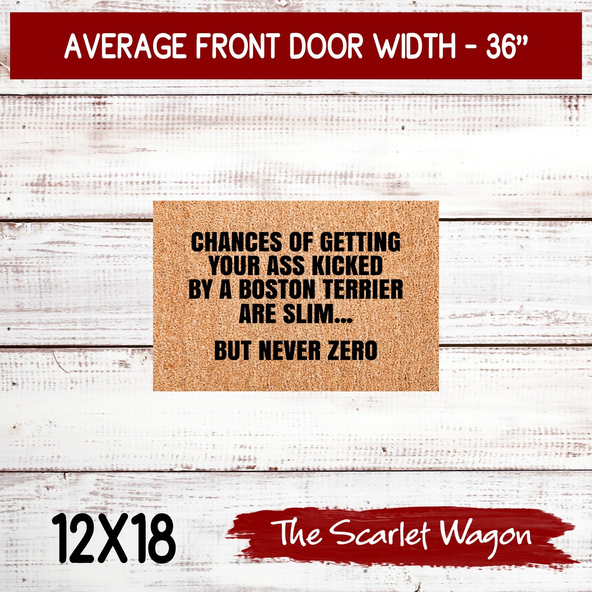 Chances are Slim - Boston Terrier Door Mats teelaunch 12x18 Inches 