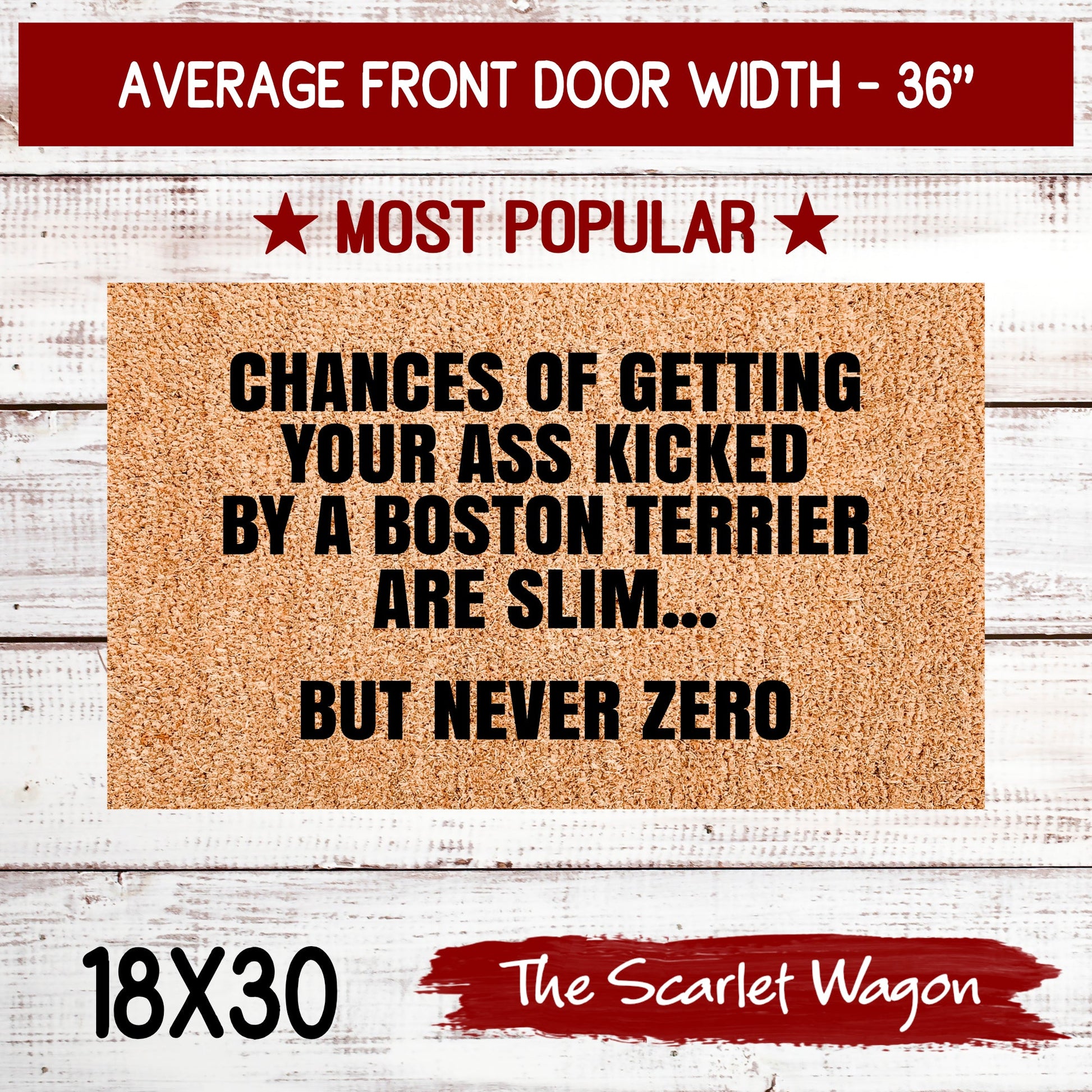 Chances are Slim - Boston Terrier Door Mats teelaunch 18x30 Inches (Free Shipping) 