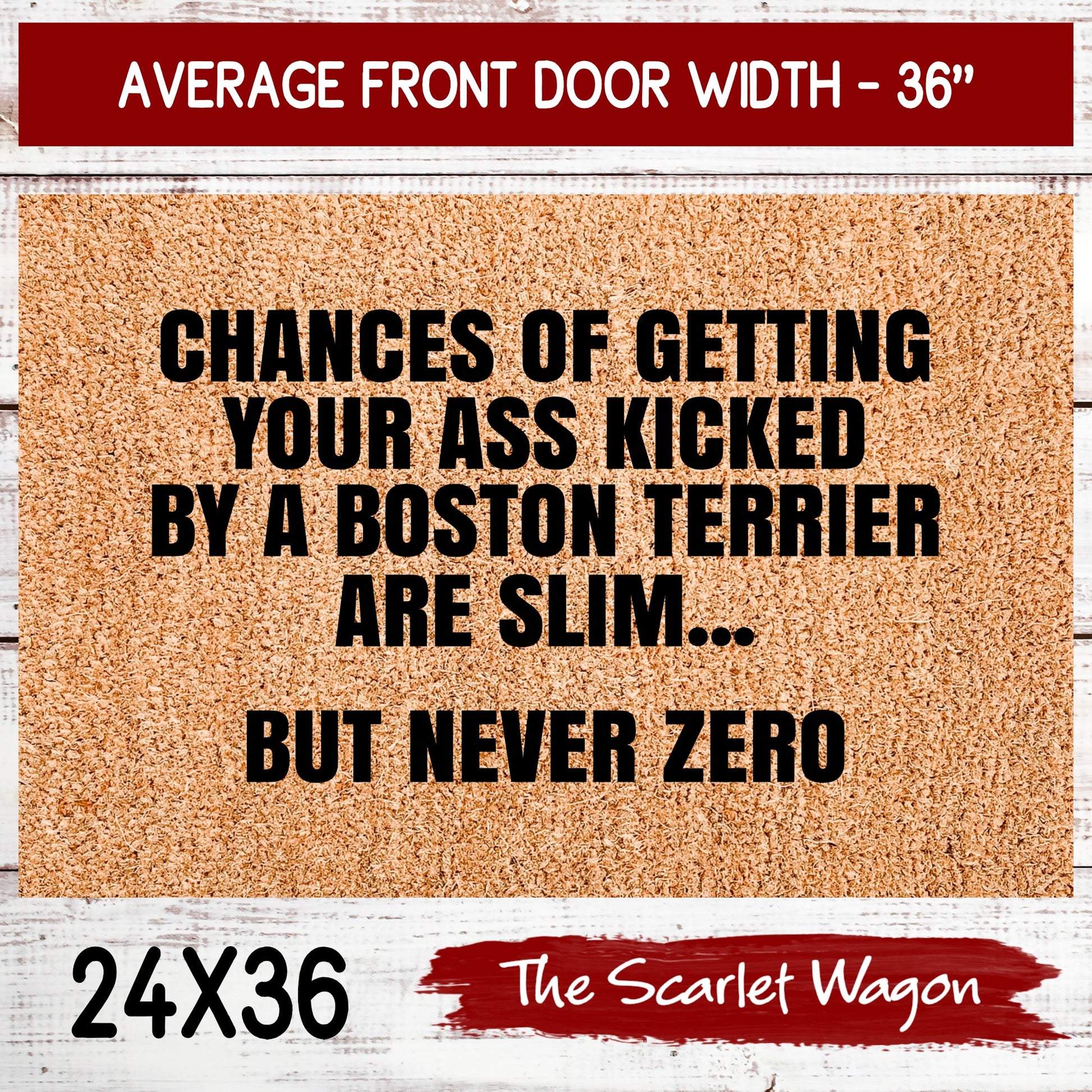 Chances are Slim - Boston Terrier Door Mats teelaunch 24x36 Inches (Free Shipping) 