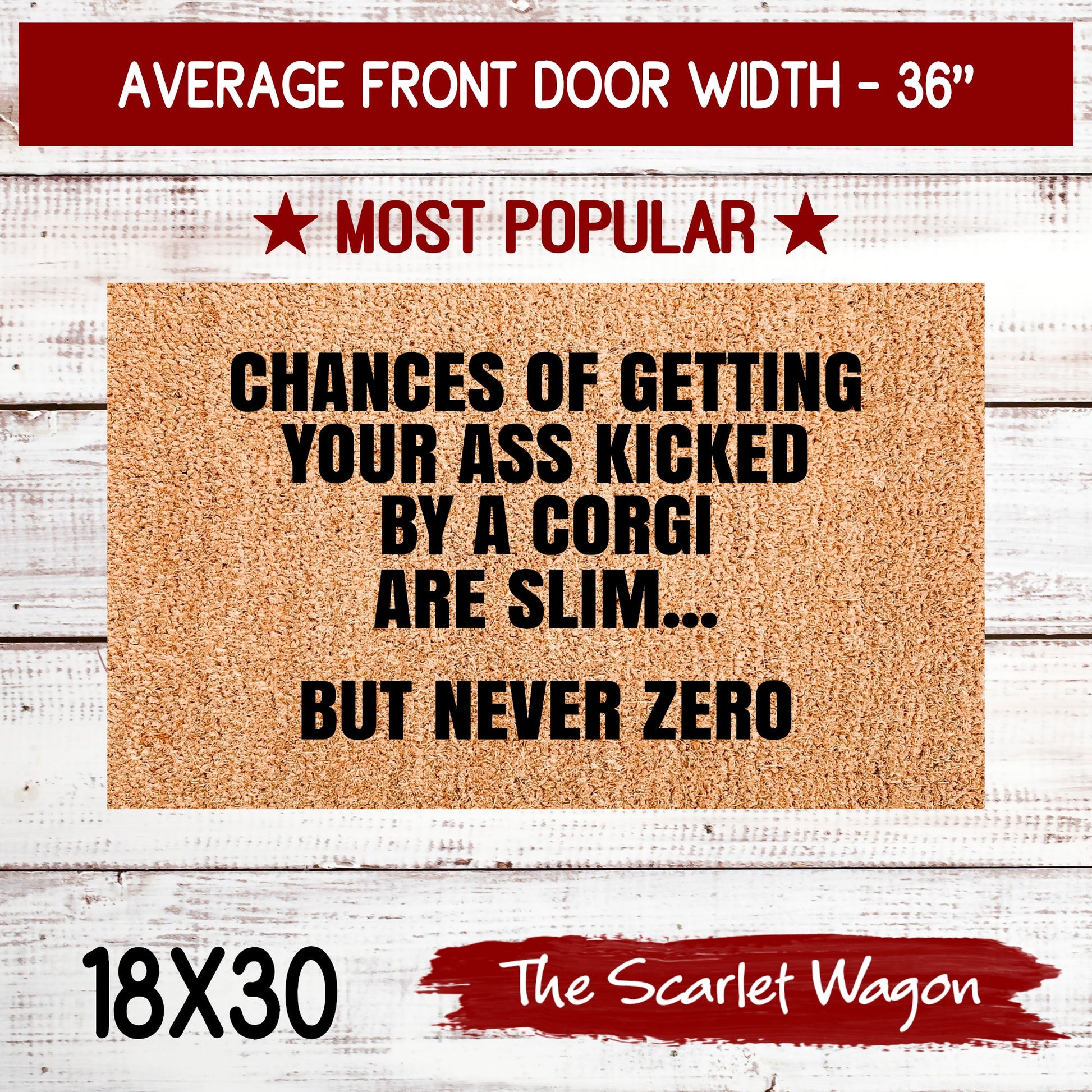 Chances are Slim - Corgi Door Mats teelaunch 18x30 Inches (Free Shipping) 