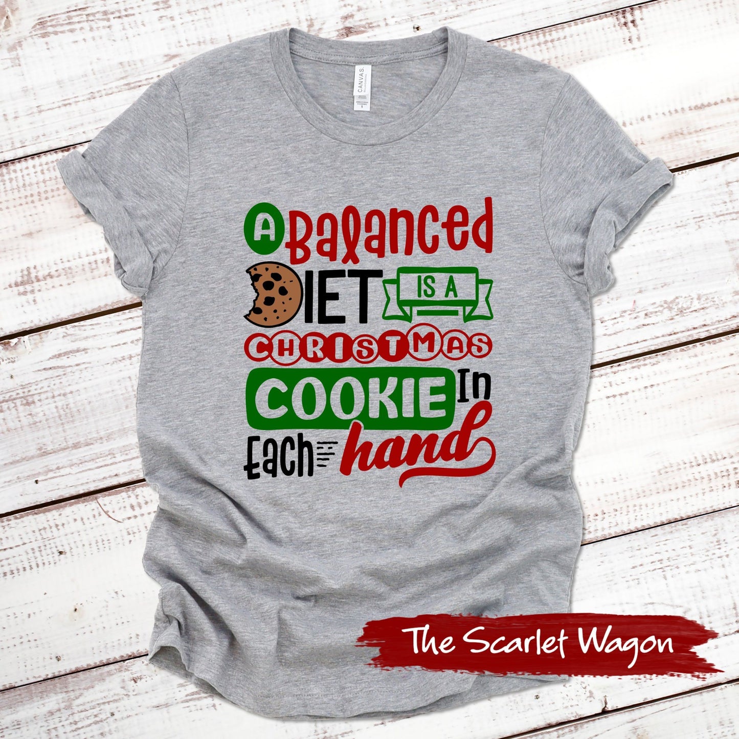 Christmas Cookie in Each Hand Christmas Shirt Scarlet Wagon Athletic Heather XS 