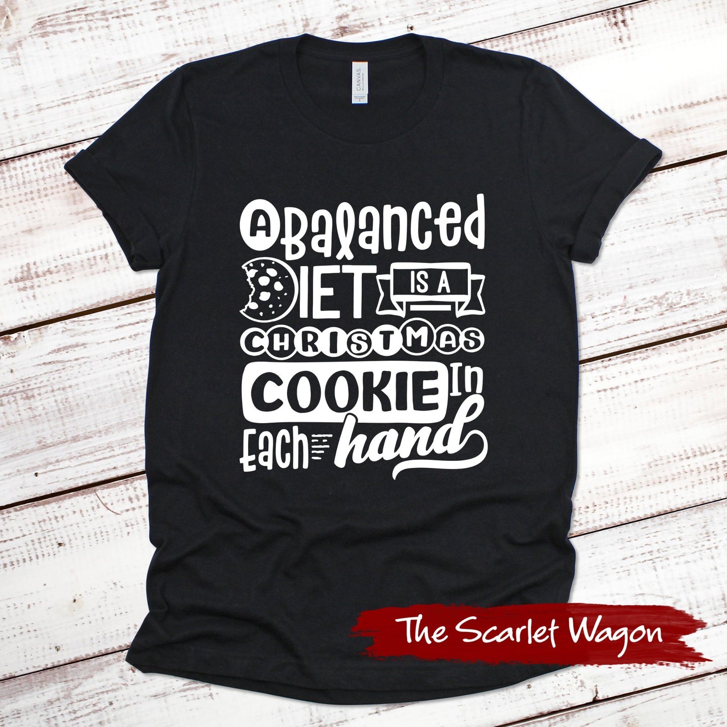 Christmas Cookie in Each Hand Christmas Shirt Scarlet Wagon Black XS 