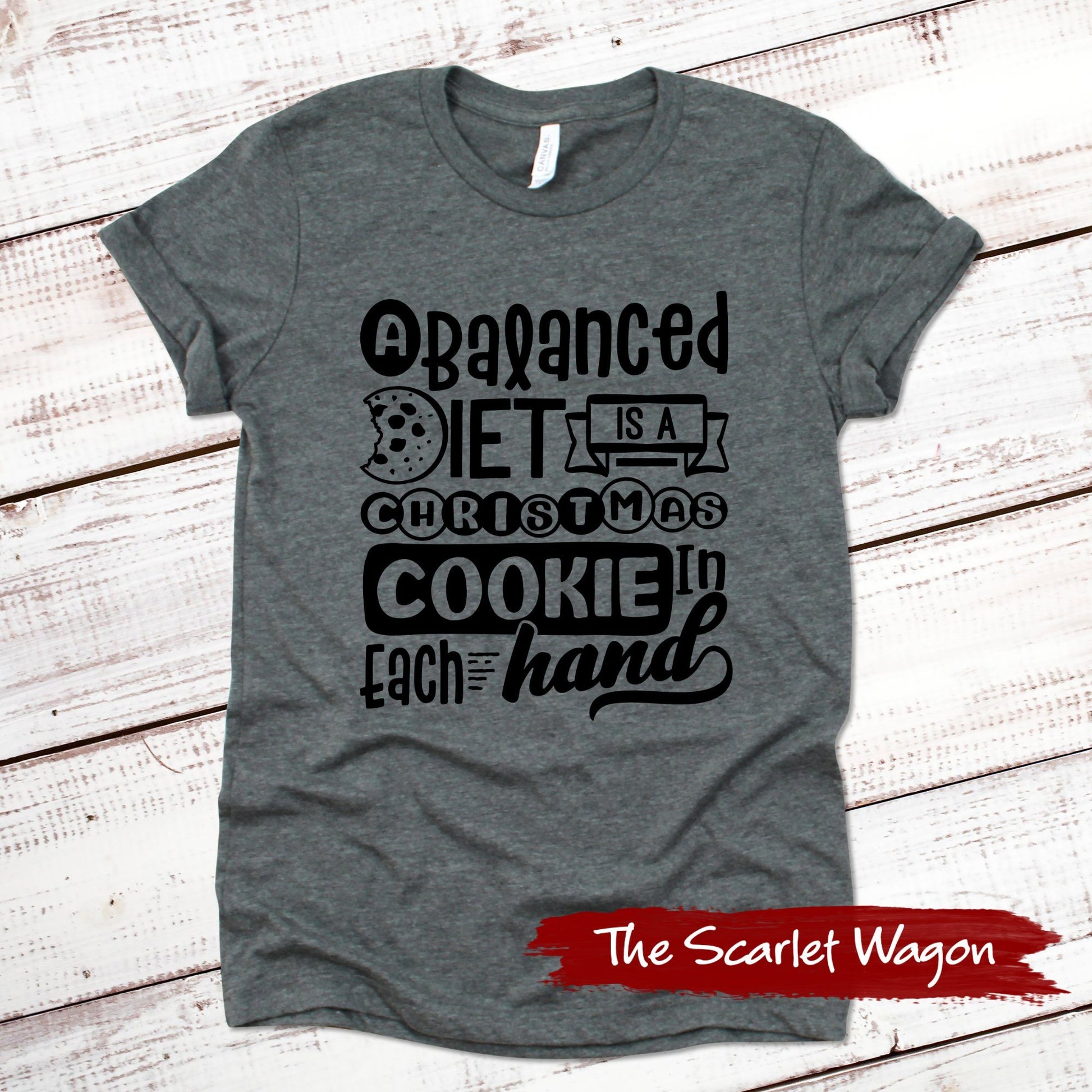 Christmas Cookie in Each Hand Christmas Shirt Scarlet Wagon Deep Heather Gray XS 