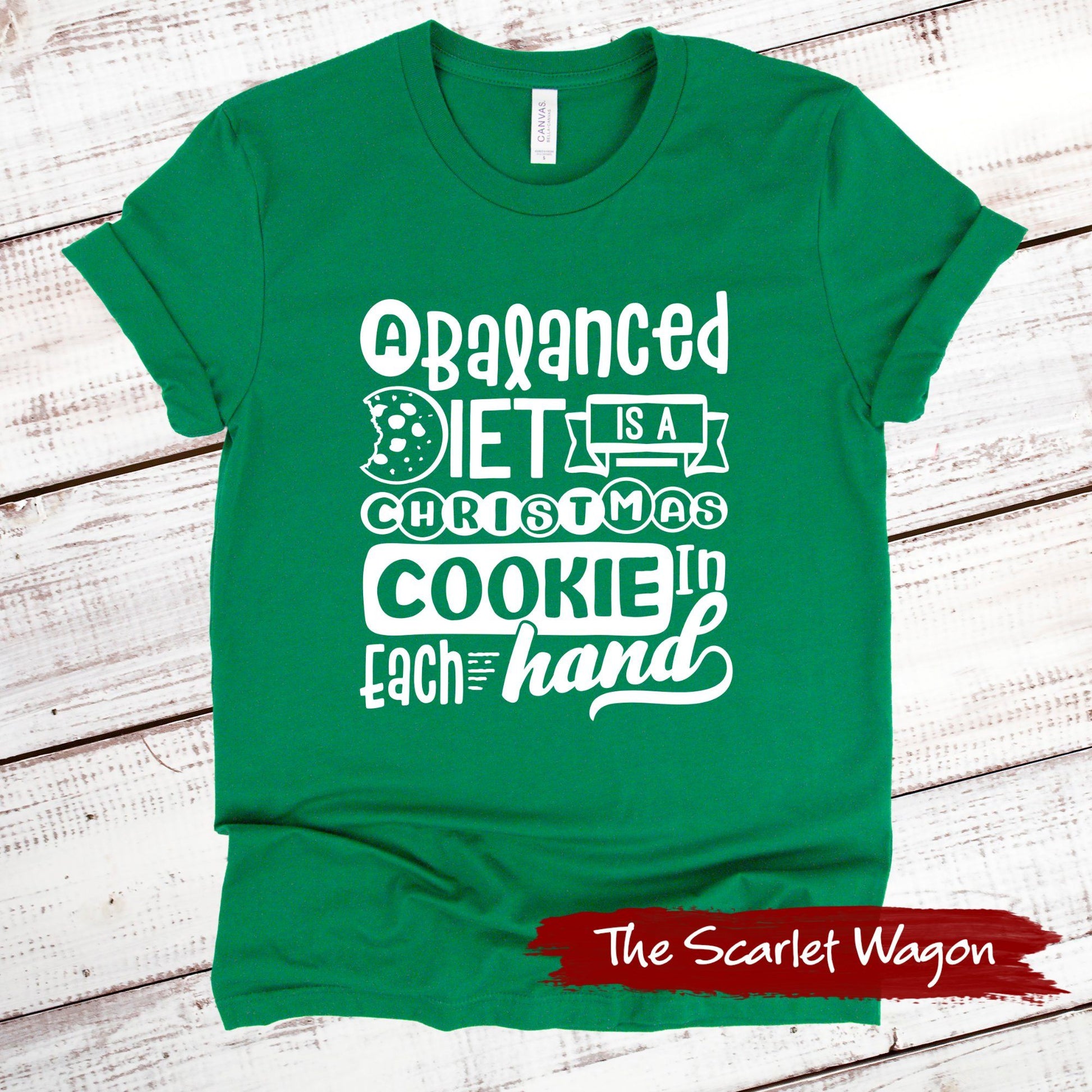 Christmas Cookie in Each Hand Christmas Shirt Scarlet Wagon Green XS 