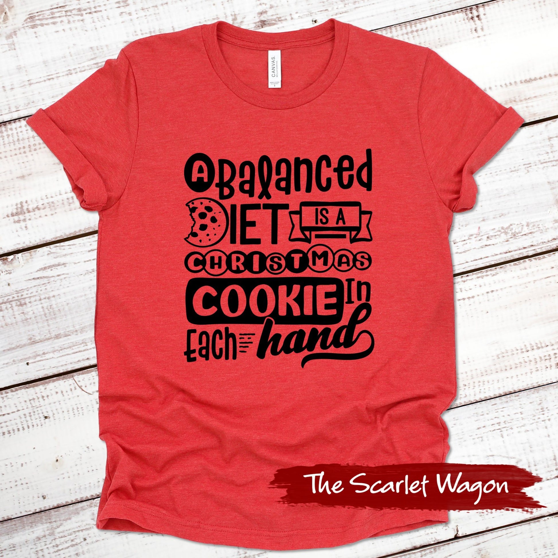 Christmas Cookie in Each Hand Christmas Shirt Scarlet Wagon Heather Red XS 