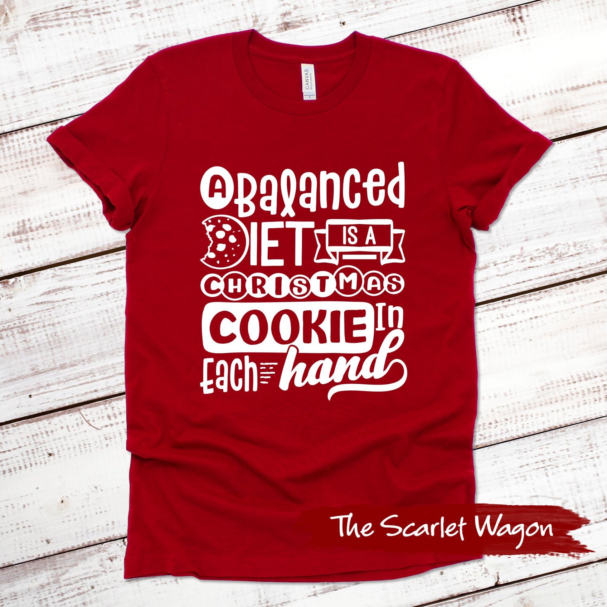 Christmas Cookie in Each Hand Christmas Shirt Scarlet Wagon Red XS 