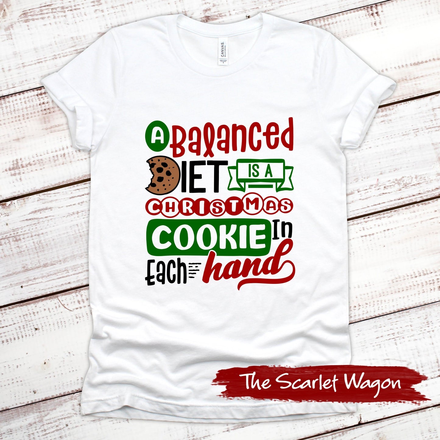 Christmas Cookie in Each Hand Christmas Shirt Scarlet Wagon White XS 