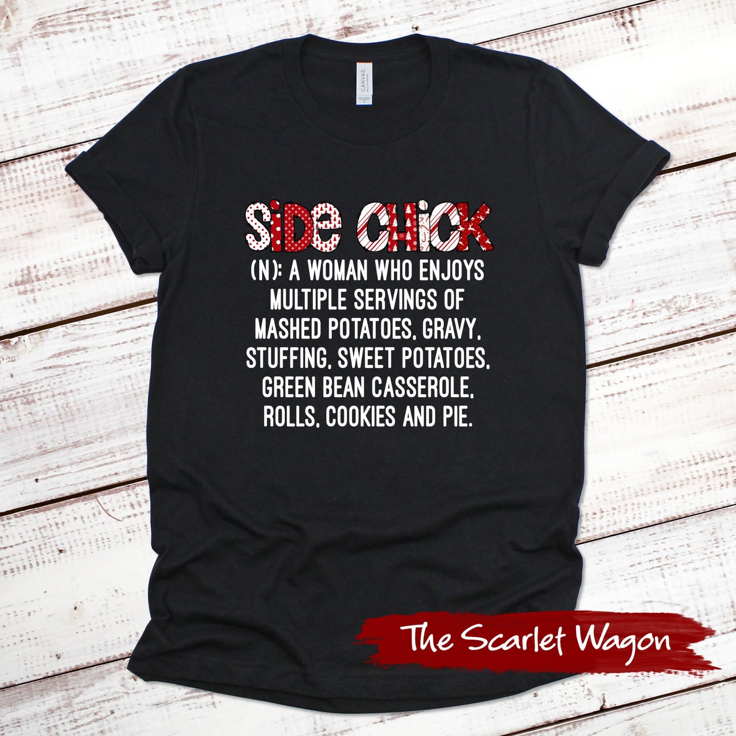 Christmas Side Chick Christmas Shirt Scarlet Wagon Black XS 