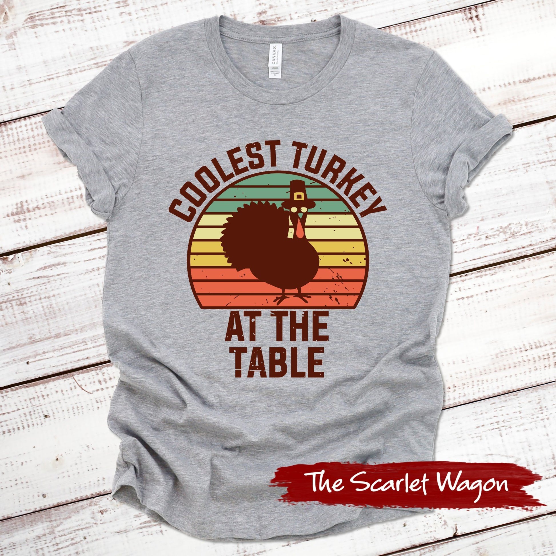 Coolest Turkey at the Table Fall Shirts Scarlet Wagon Athletic Heather XS 
