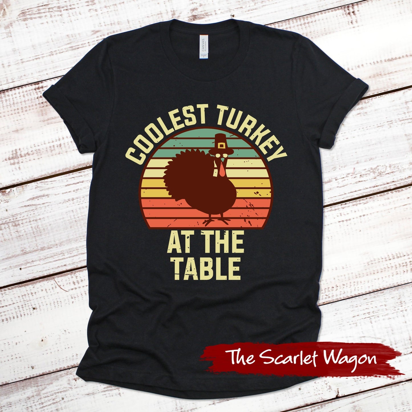 Coolest Turkey at the Table Fall Shirts Scarlet Wagon Black XS 