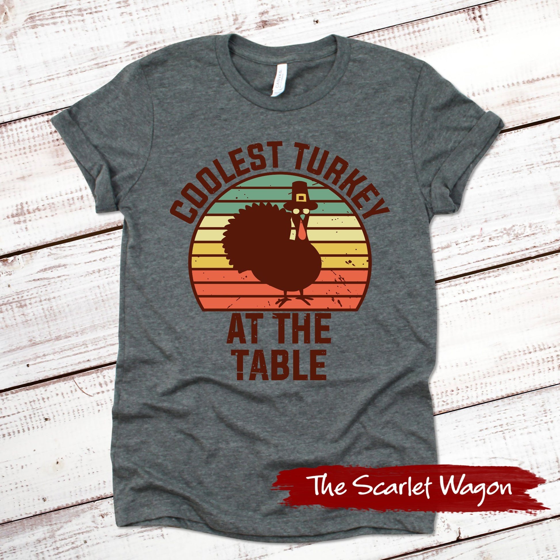 Coolest Turkey at the Table Fall Shirts Scarlet Wagon Deep Heather Gray XS 