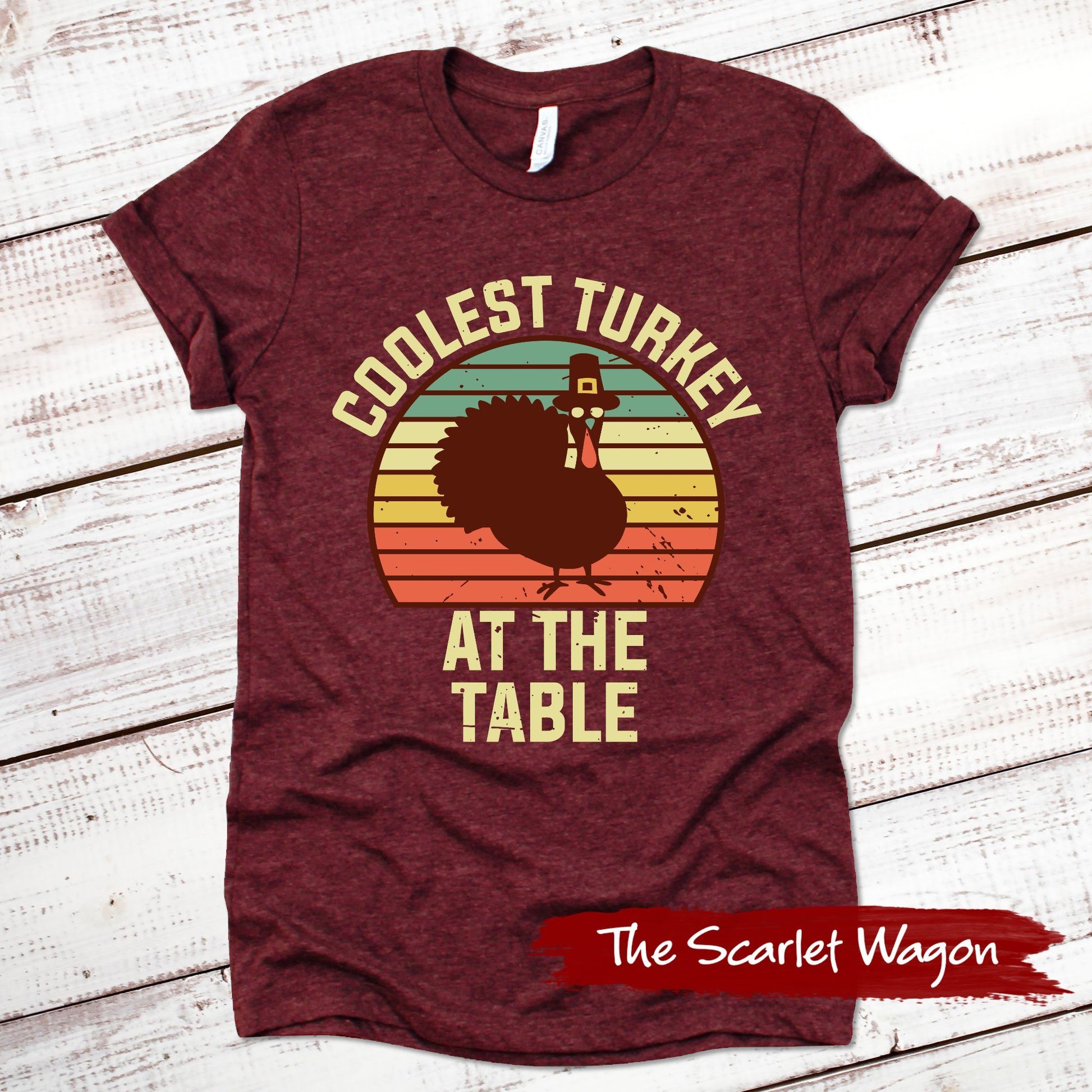 Coolest Turkey at the Table Fall Shirts Scarlet Wagon Heather Cardinal XS 