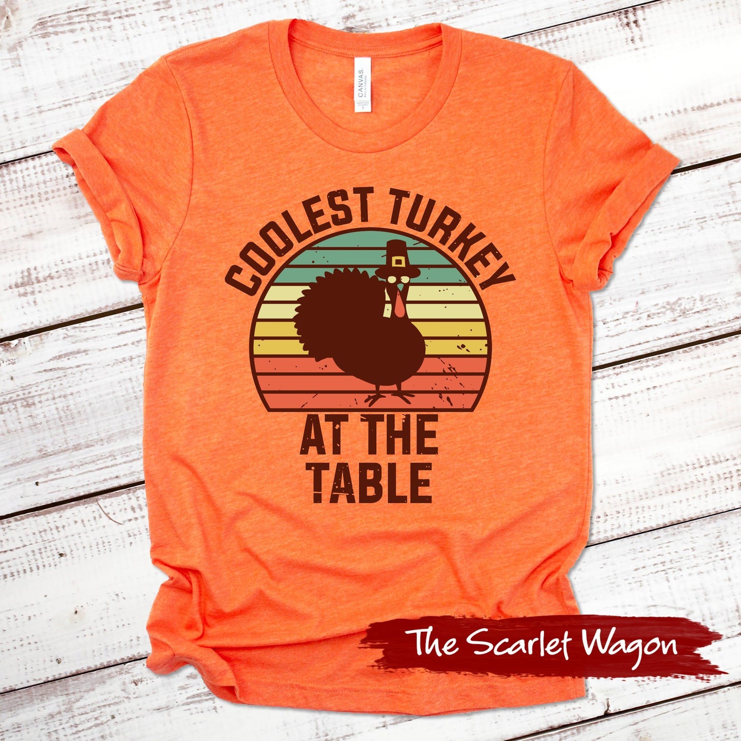 Coolest Turkey at the Table Fall Shirts Scarlet Wagon Heather Orange XS 