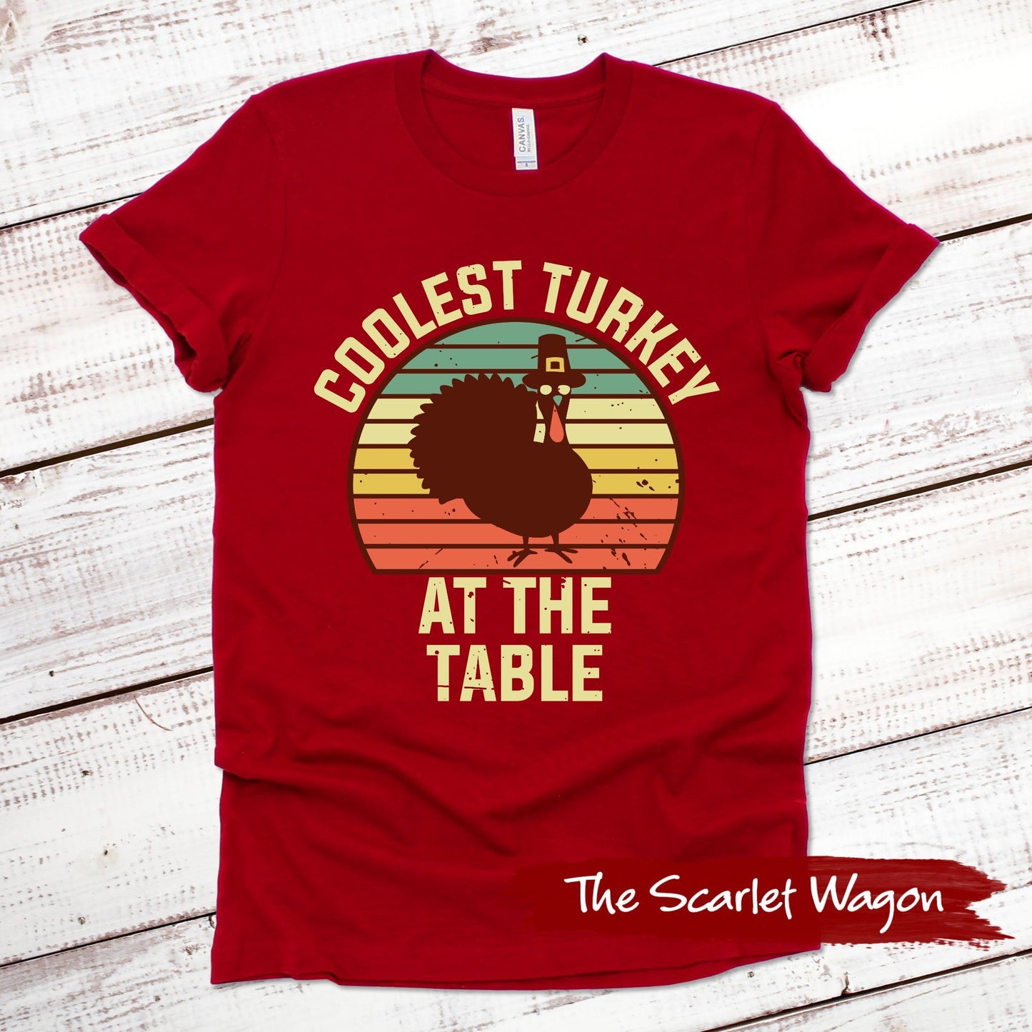 Coolest Turkey at the Table Fall Shirts Scarlet Wagon Red XS 