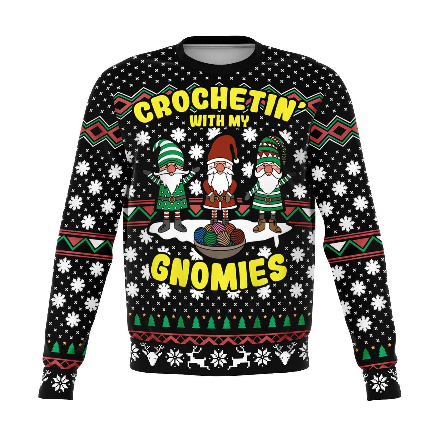 Crocheting with My Gnomies Ugly Christmas Sweatshirt Fashion Sweatshirt - AOP Subliminator 