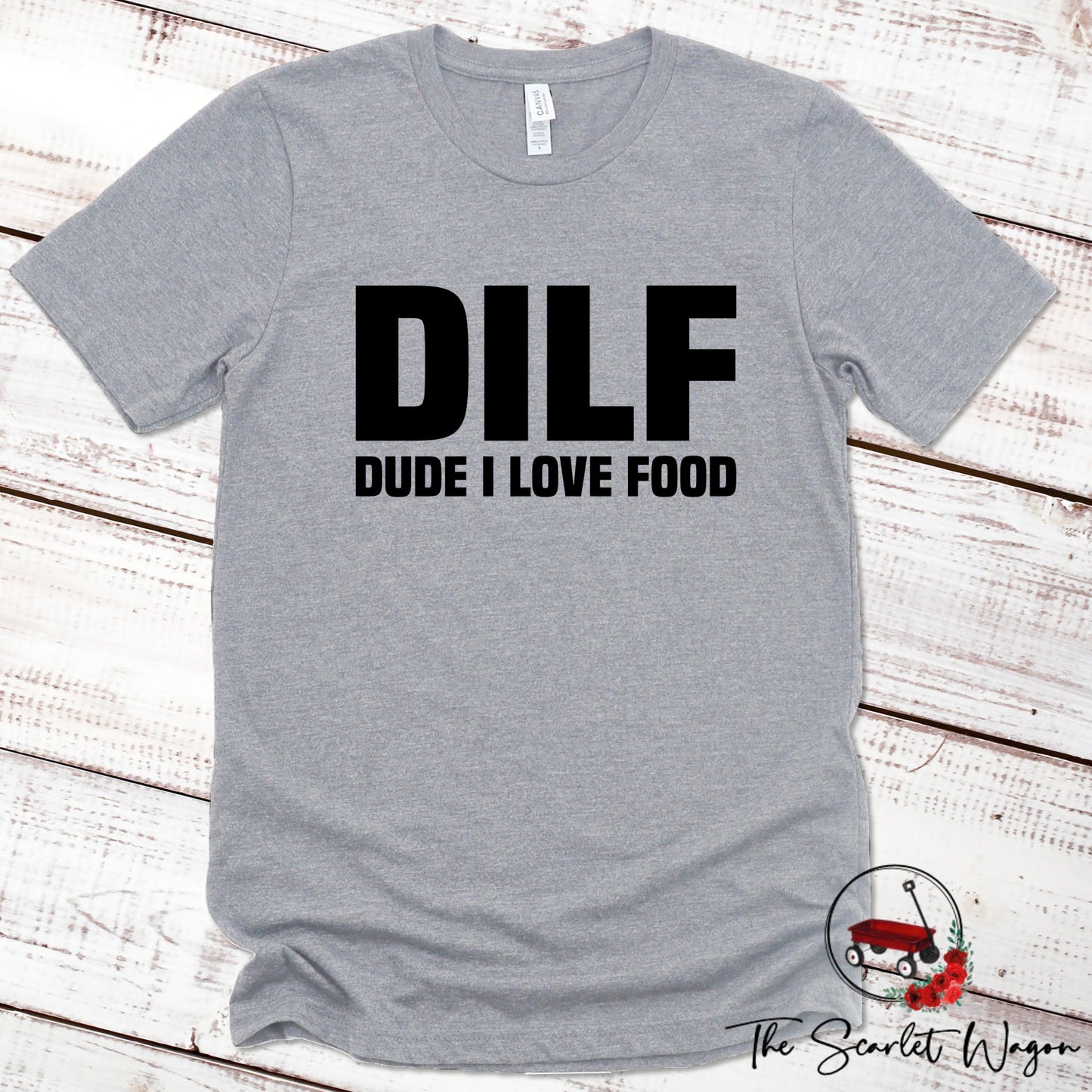 DILF - Dude I Love Food Premium Tee Scarlet Wagon Athletic Heather XS 