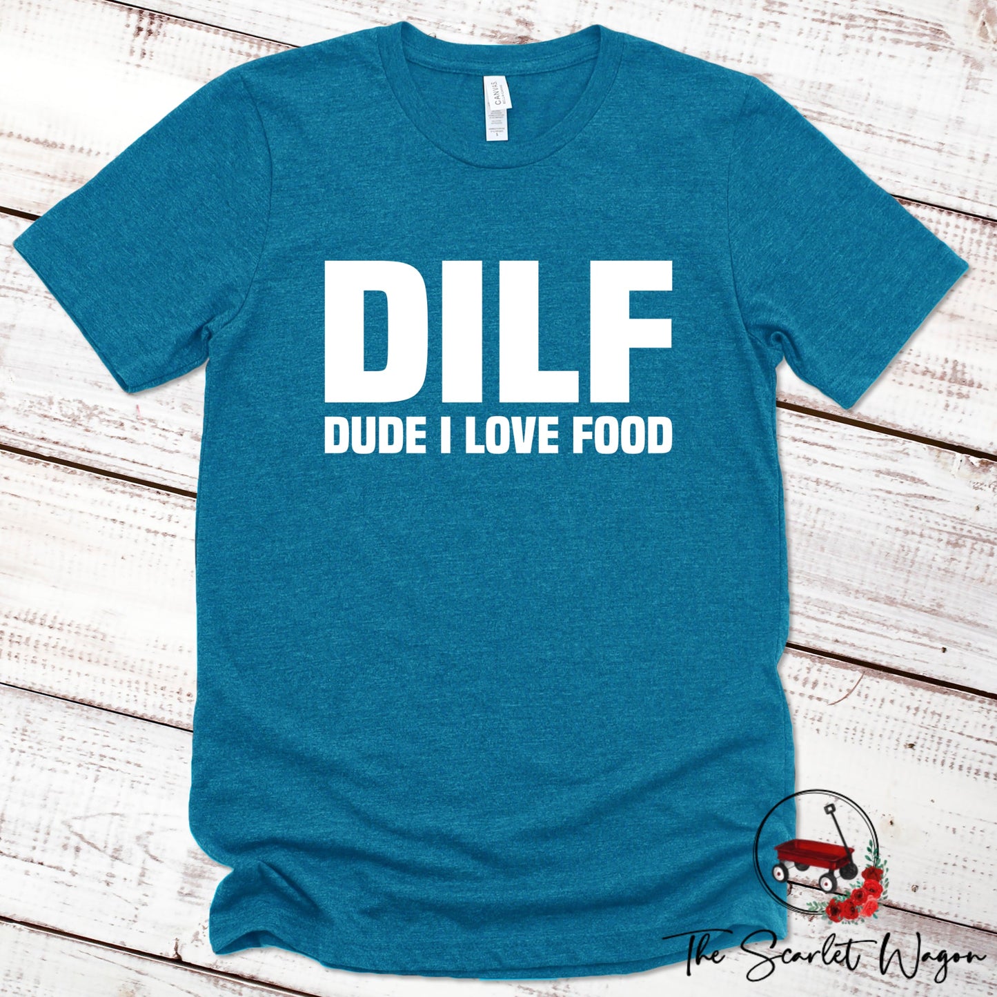 DILF - Dude I Love Food Premium Tee Scarlet Wagon Heather Deep Teal XS 