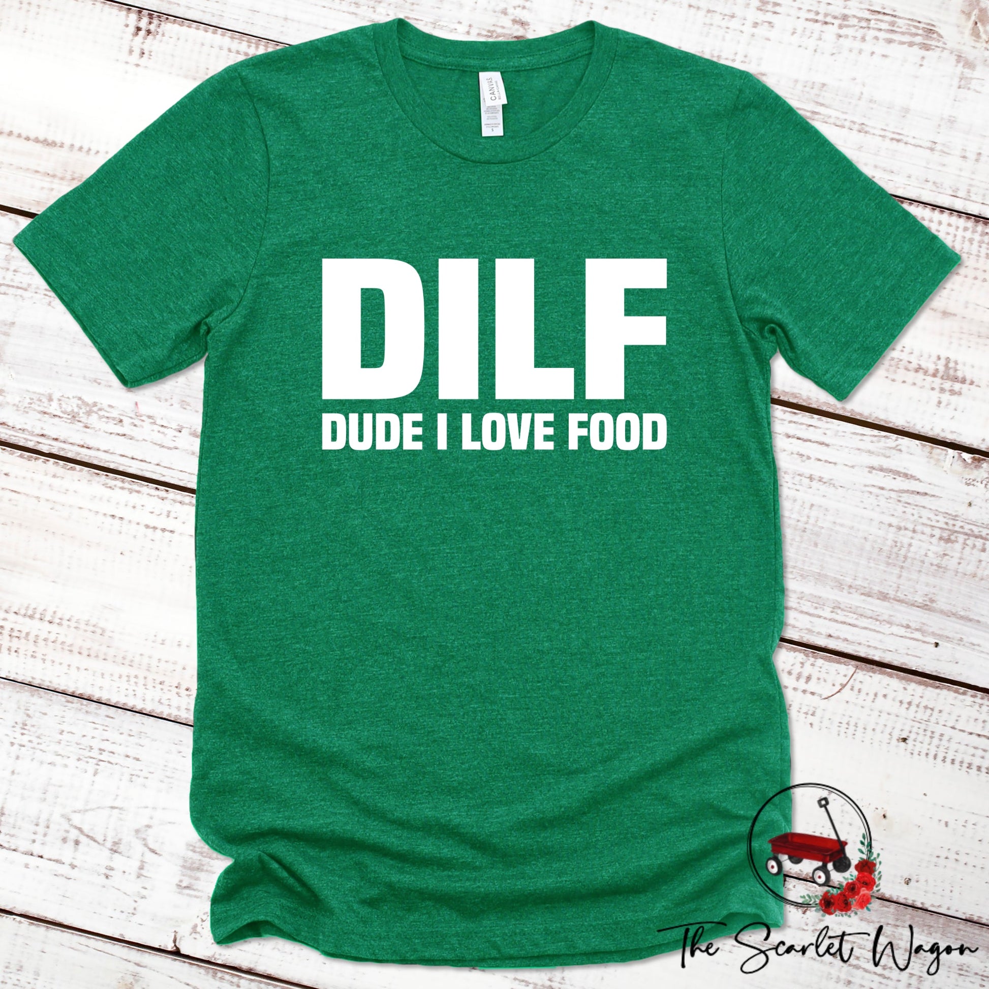 DILF - Dude I Love Food Premium Tee Scarlet Wagon Heather Green XS 