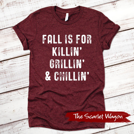 Fall is for Killin', Grillin' & Chillin' Fall Shirts Scarlet Wagon Heather Cardinal XS 