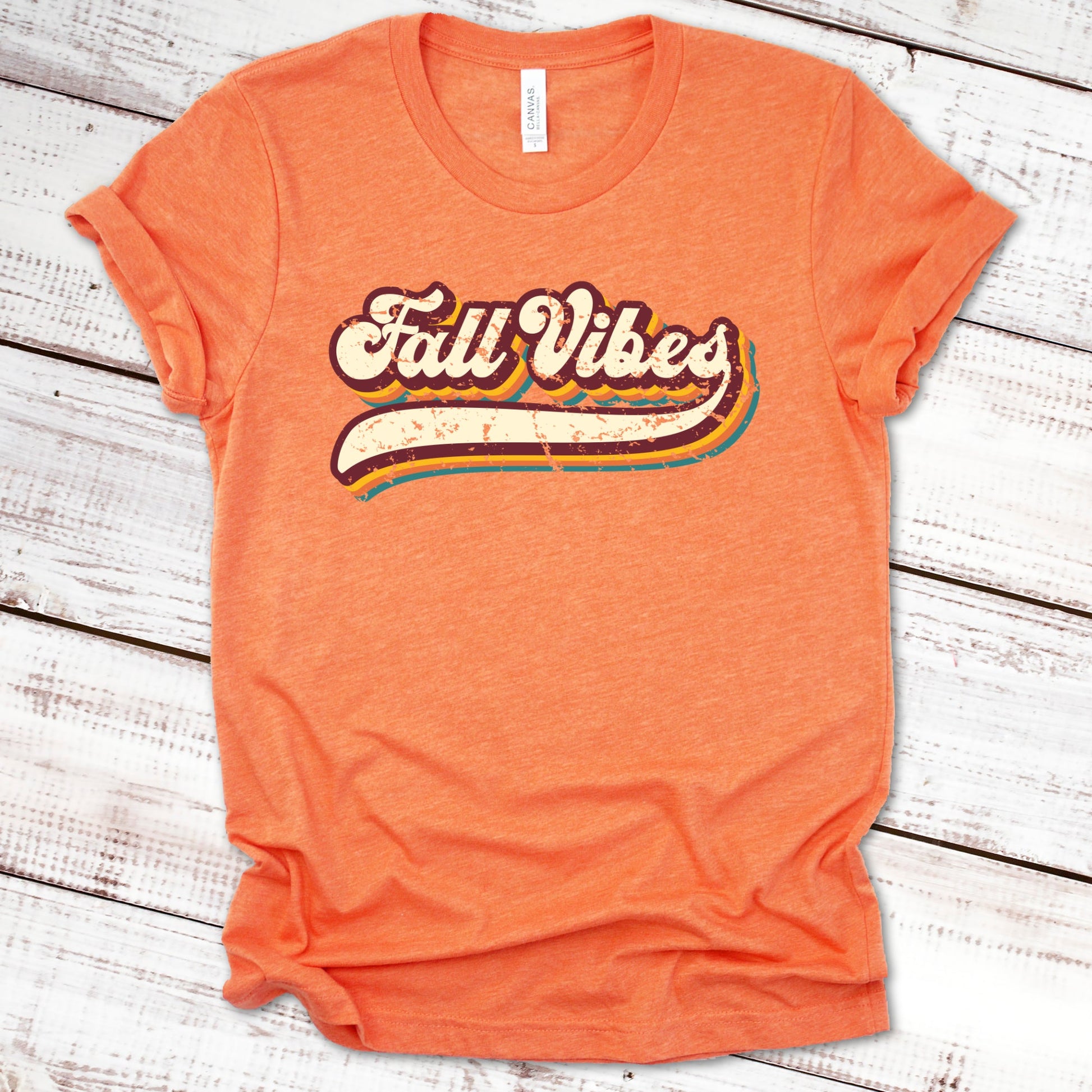 Fall Vibes Fall Shirt Great Giftables Heather Orange XS 