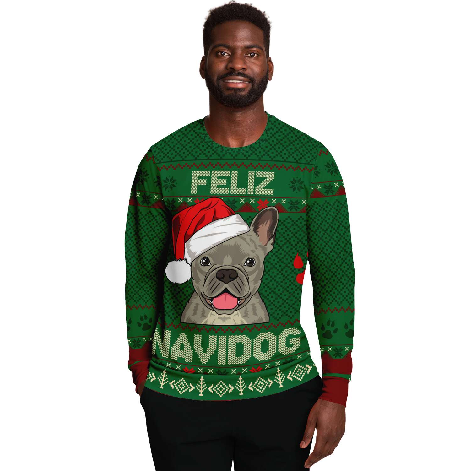 Feliz Navidog French Bulldog Ugly Christmas Sweatshirt Fashion Sweatshirt - AOP Subliminator 