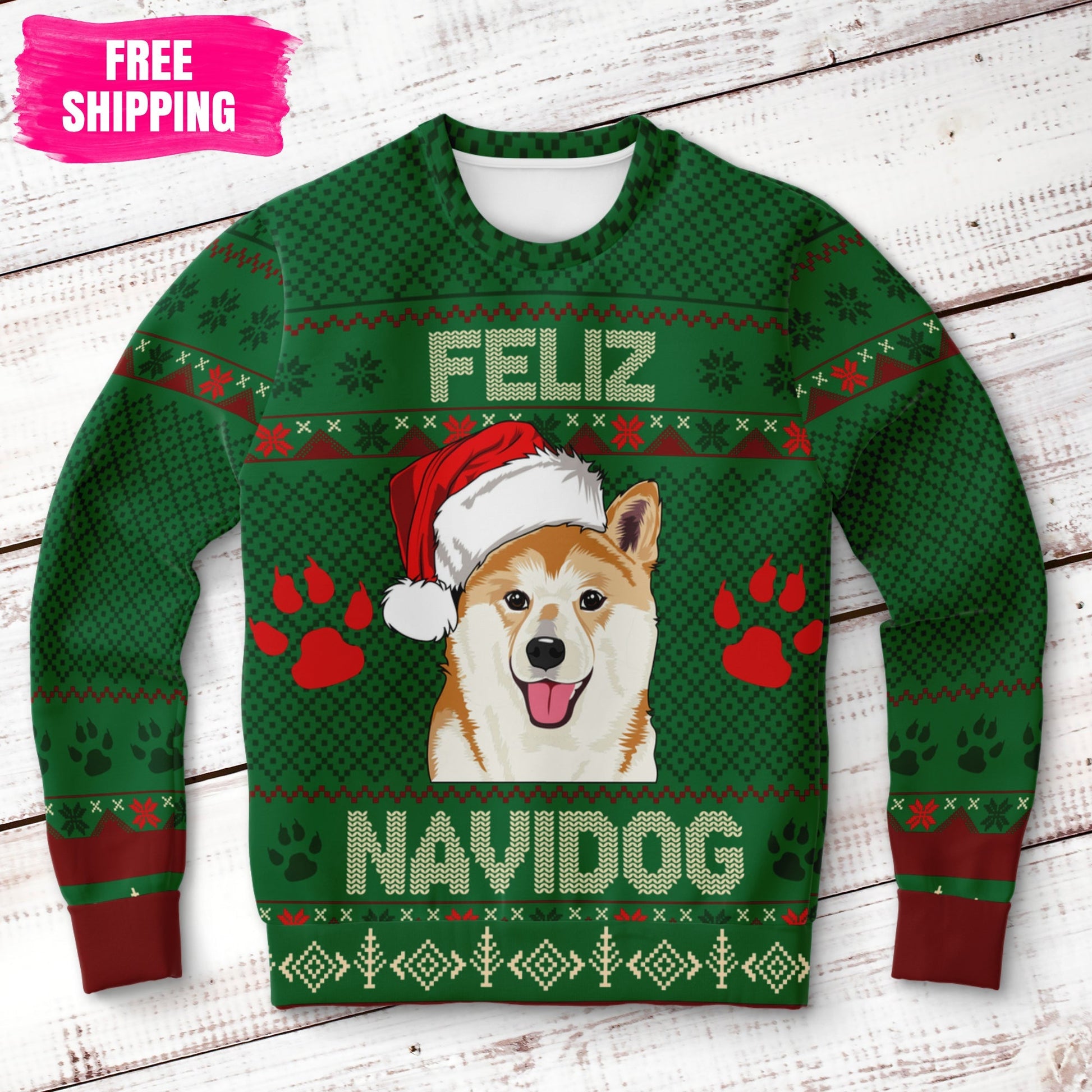 Feliz Navidog Husky Ugly Christmas Sweatshirt Fashion Sweatshirt - AOP Subliminator 