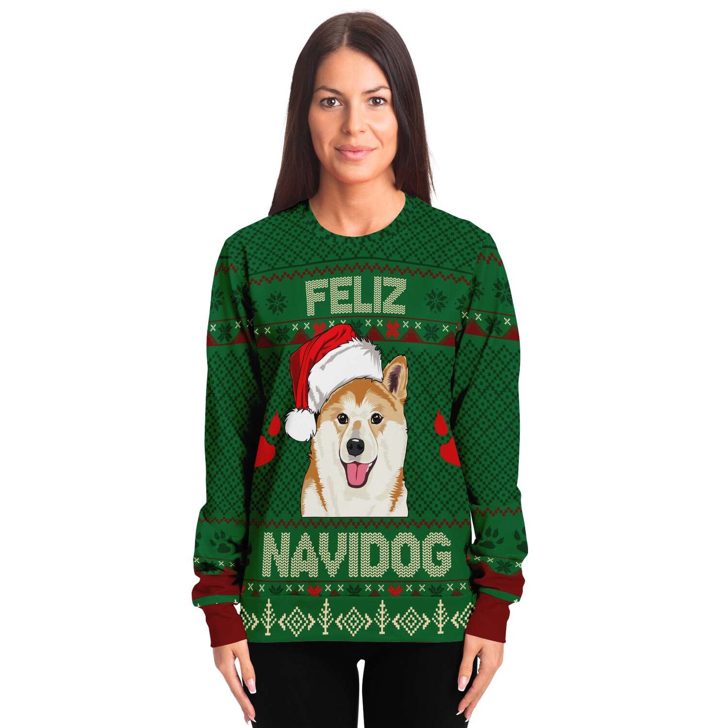 Feliz Navidog Husky Ugly Christmas Sweatshirt Fashion Sweatshirt - AOP Subliminator 