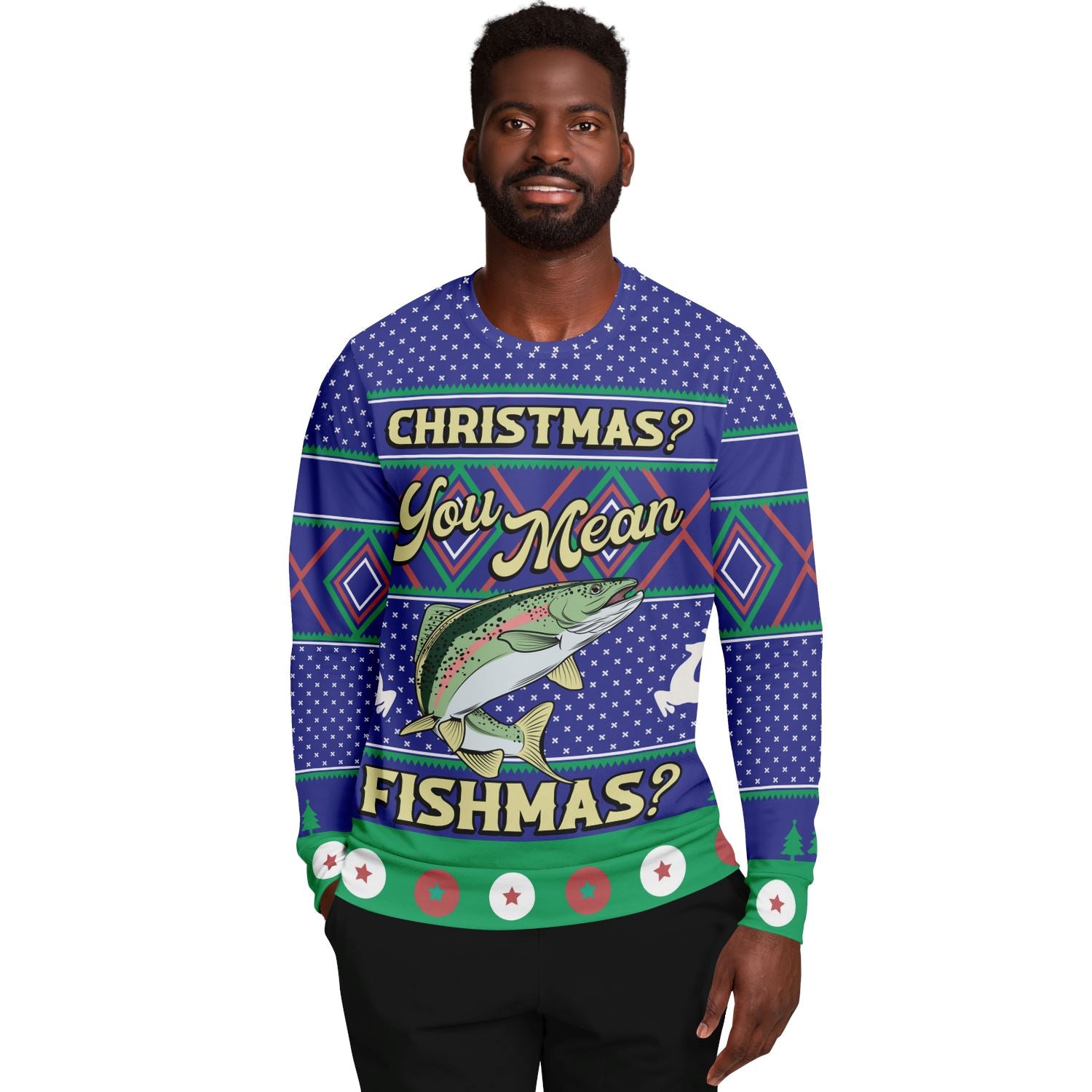 Fishmas Ugly Christmas Sweatshirt Fashion Sweatshirt - AOP Subliminator 