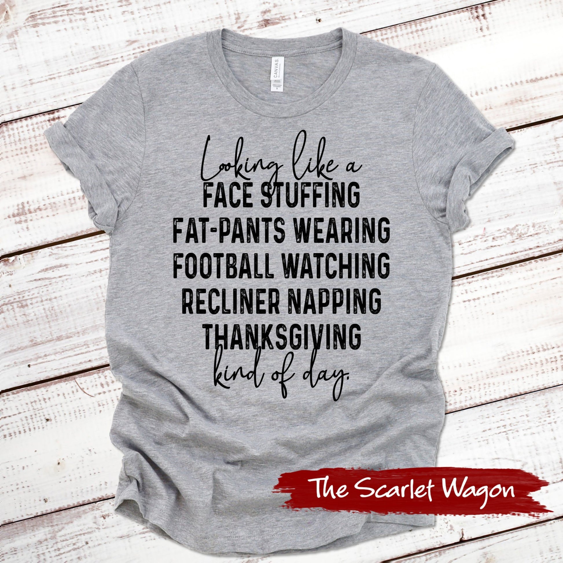 Football Thanksgiving Kind of Day Thanksgiving Shirt Scarlet Wagon Athletic Heather XS 
