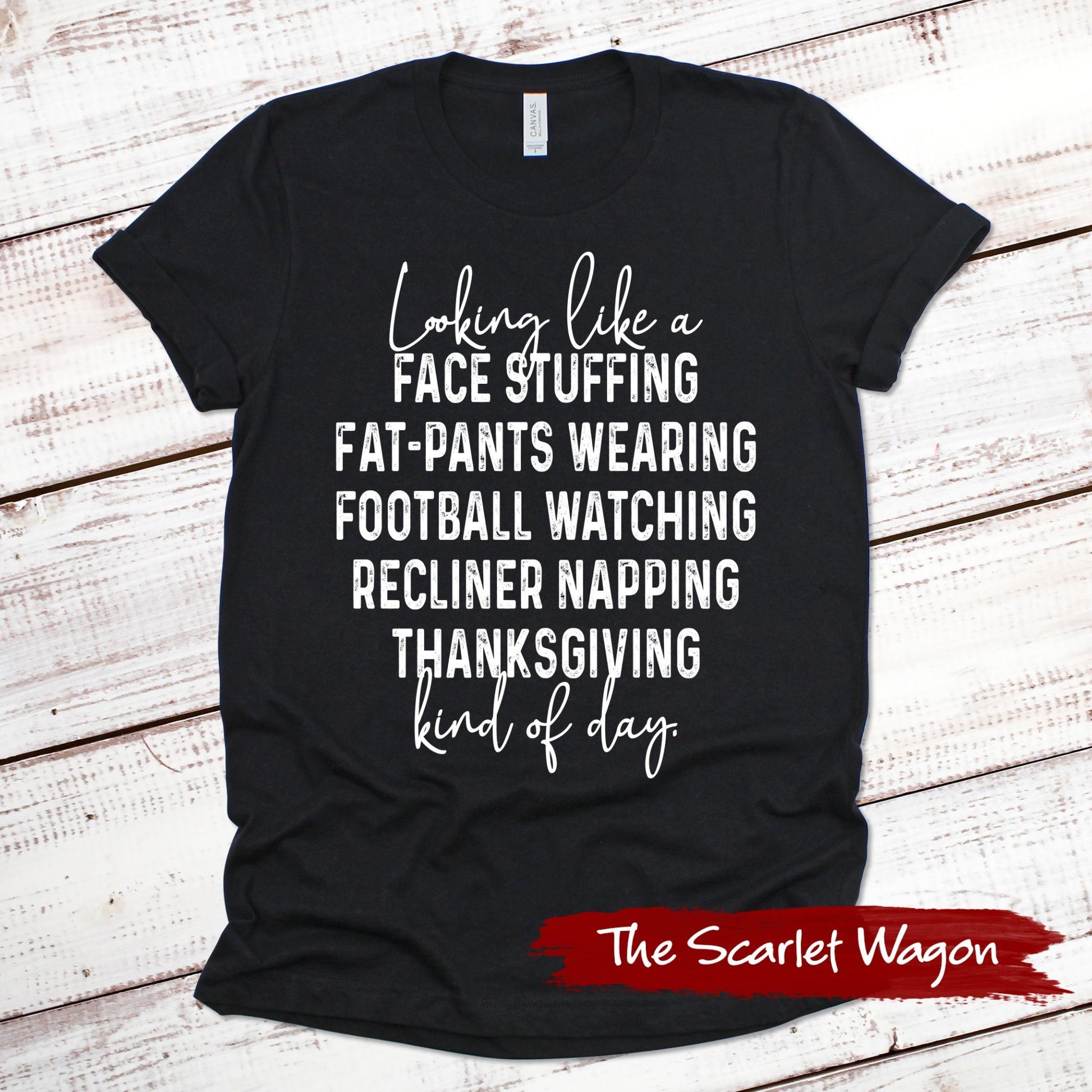 Football Thanksgiving Kind of Day Thanksgiving Shirt Scarlet Wagon Black XS 