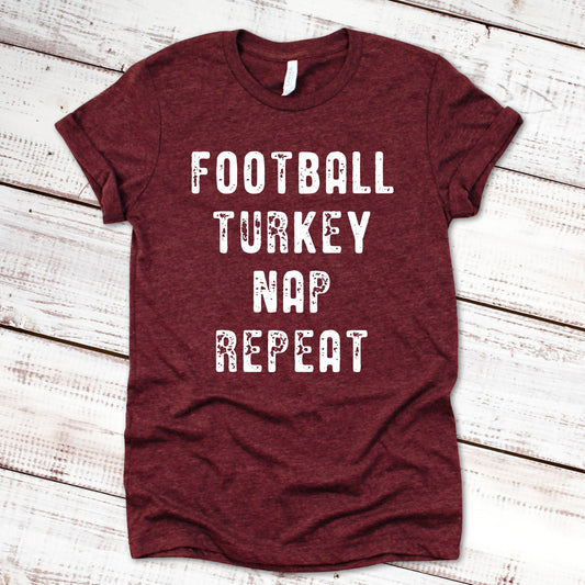 Football Turkey Nap Repeat Thanksgiving Shirt Great Giftables 