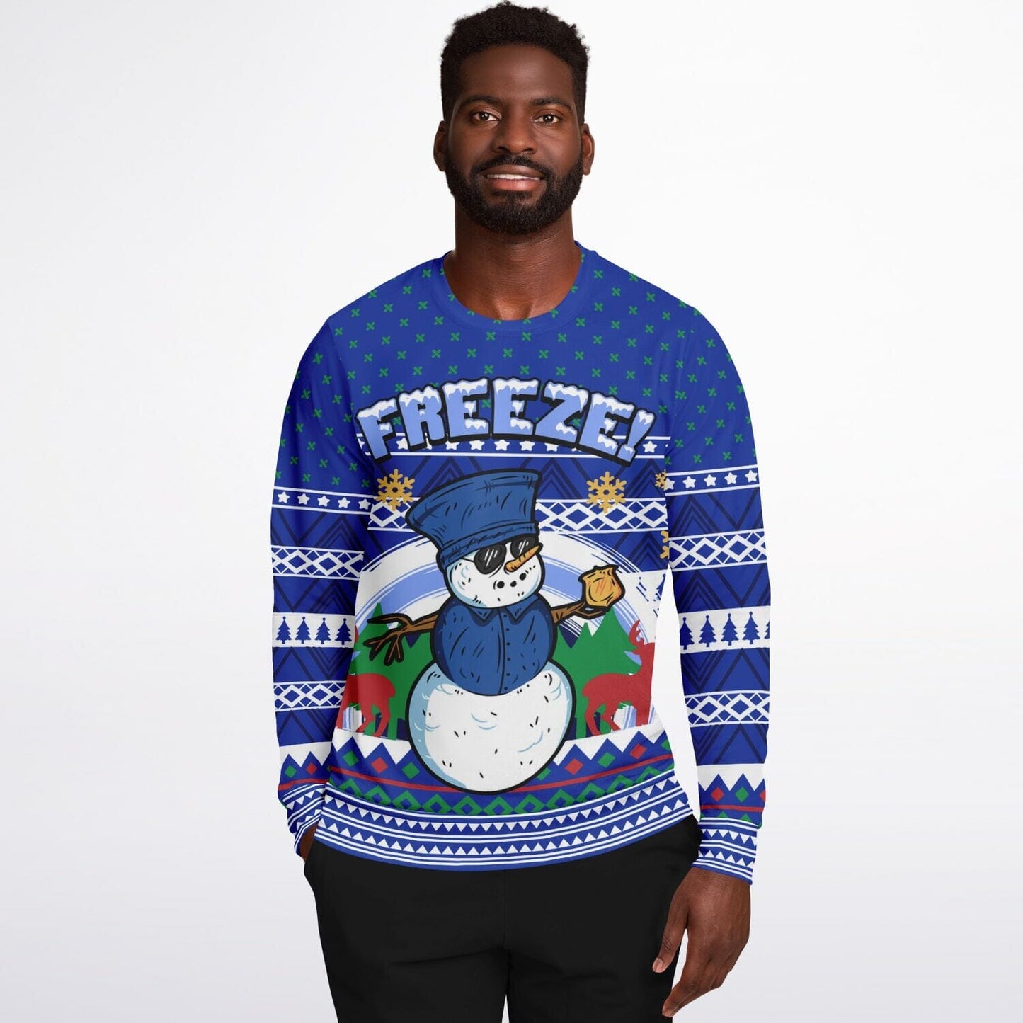 Freeze Police Snowman Ugly Christmas Sweatshirt Fashion Sweatshirt - AOP Subliminator 