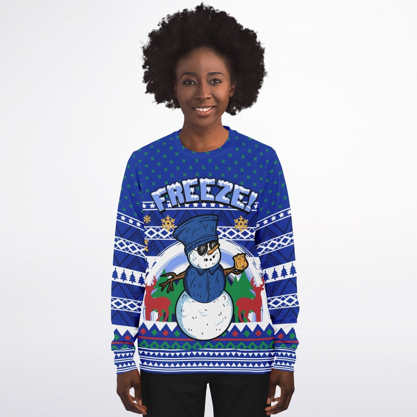 Freeze Police Snowman Ugly Christmas Sweatshirt Fashion Sweatshirt - AOP Subliminator 