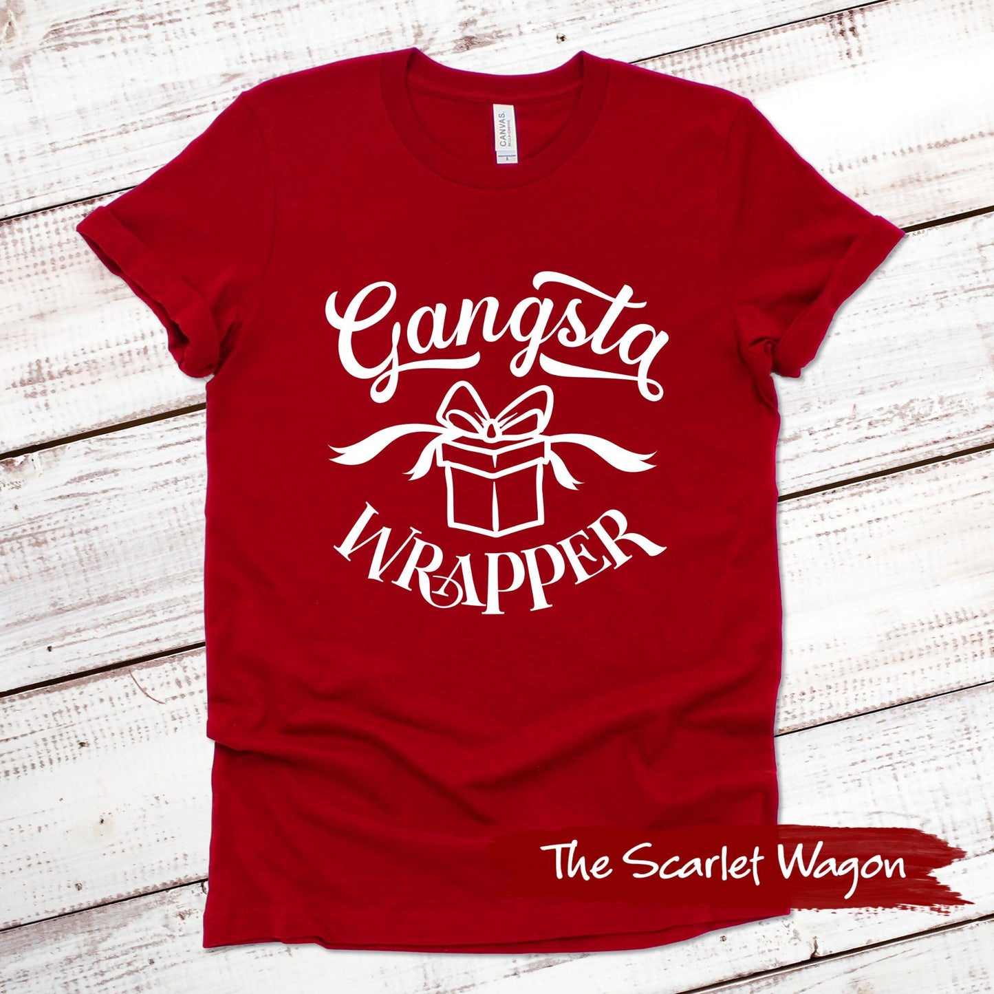 Gangsta Wrapper Christmas Shirt Scarlet Wagon Red XS 