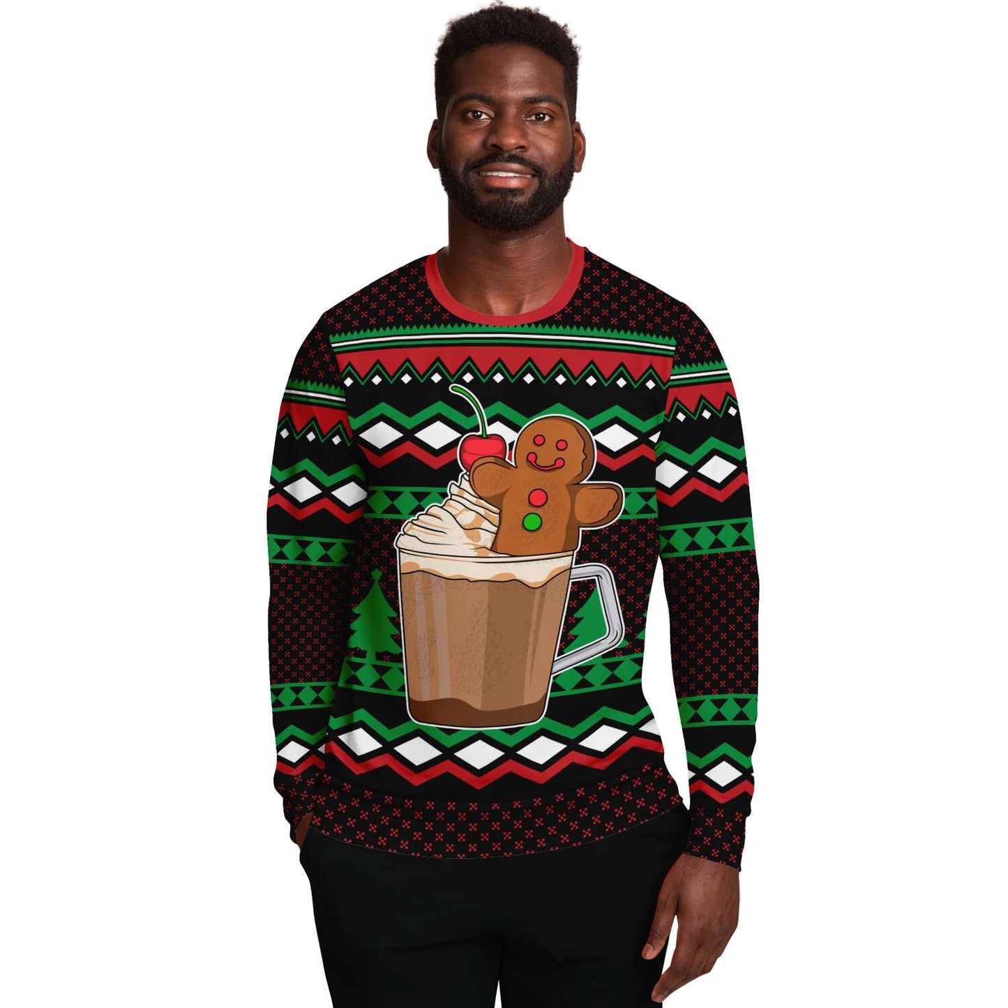 Gingerbread in a Cup Ugly Christmas Sweatshirt Fashion Sweatshirt - AOP Subliminator 
