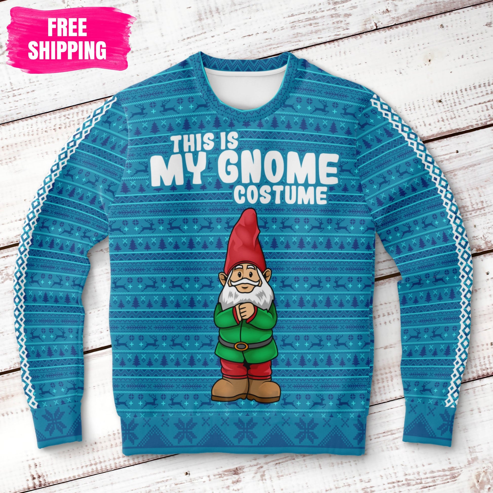 Gnome Costume Ugly Christmas Sweatshirt Fashion Sweatshirt - AOP Subliminator 