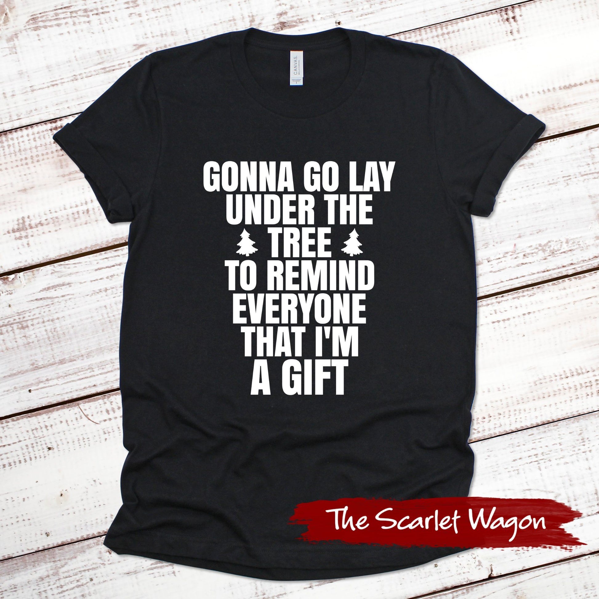 Gonna Go Lay Under the Tree Christmas Shirt Scarlet Wagon Black XS 