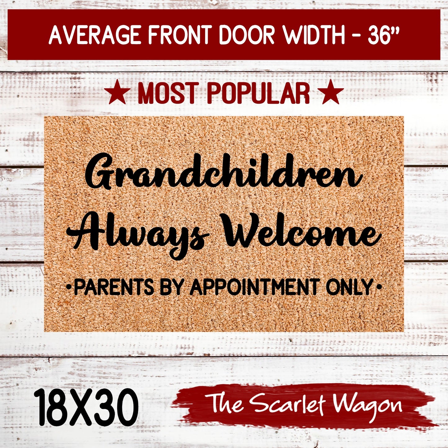 Grandchildren Always Welcome Door Mats teelaunch 18x30 Inches (Free Shipping) 
