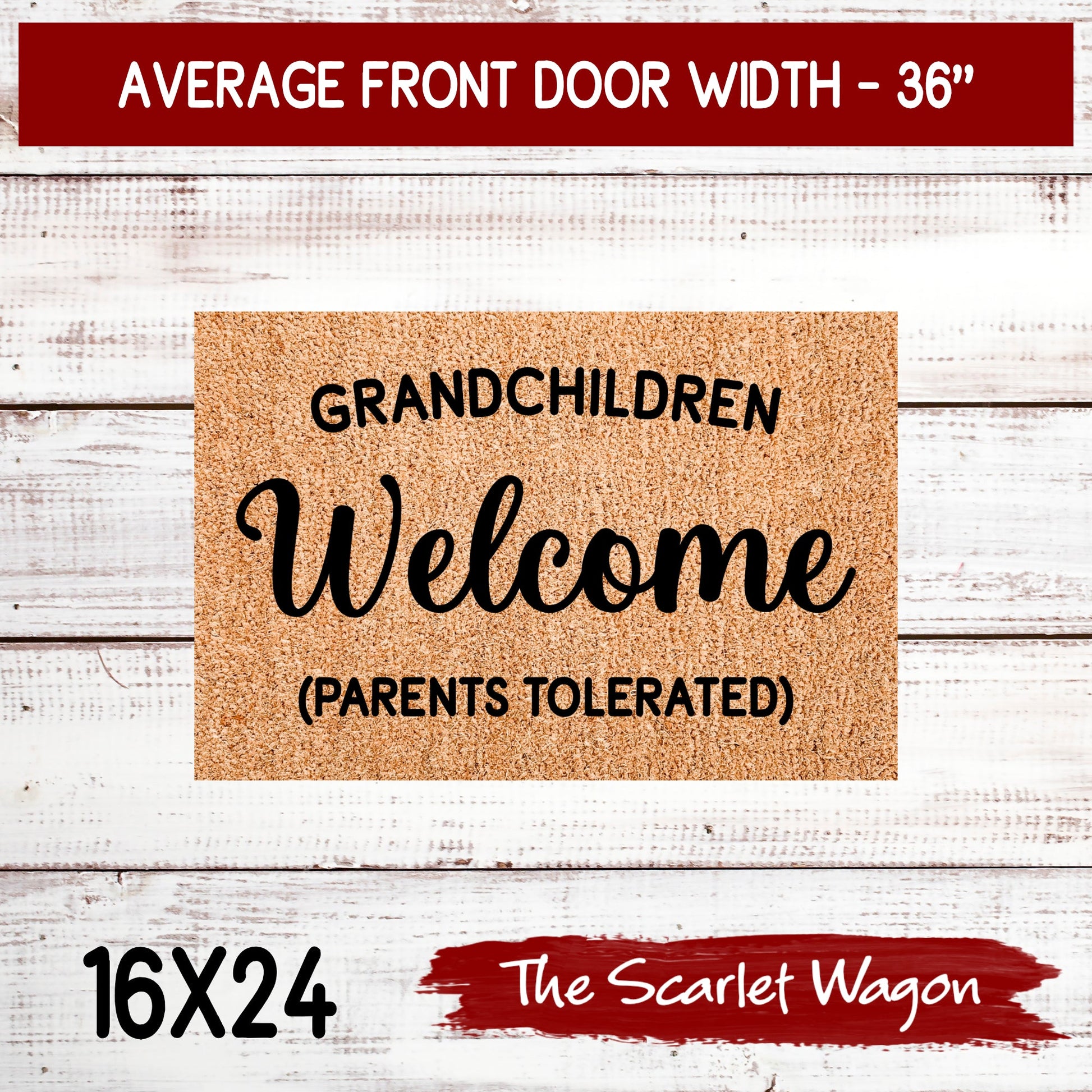 Grandchildren Welcome Parents Tolerated Door Mats teelaunch 16x24 Inches 