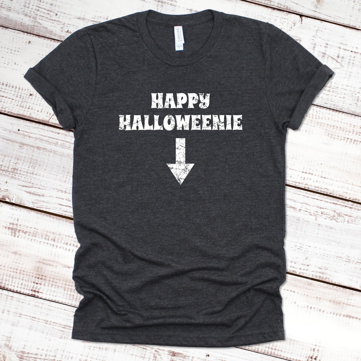 Happy Halloweenie Halloween Shirt Great Giftables Dark Gray Heather XS 
