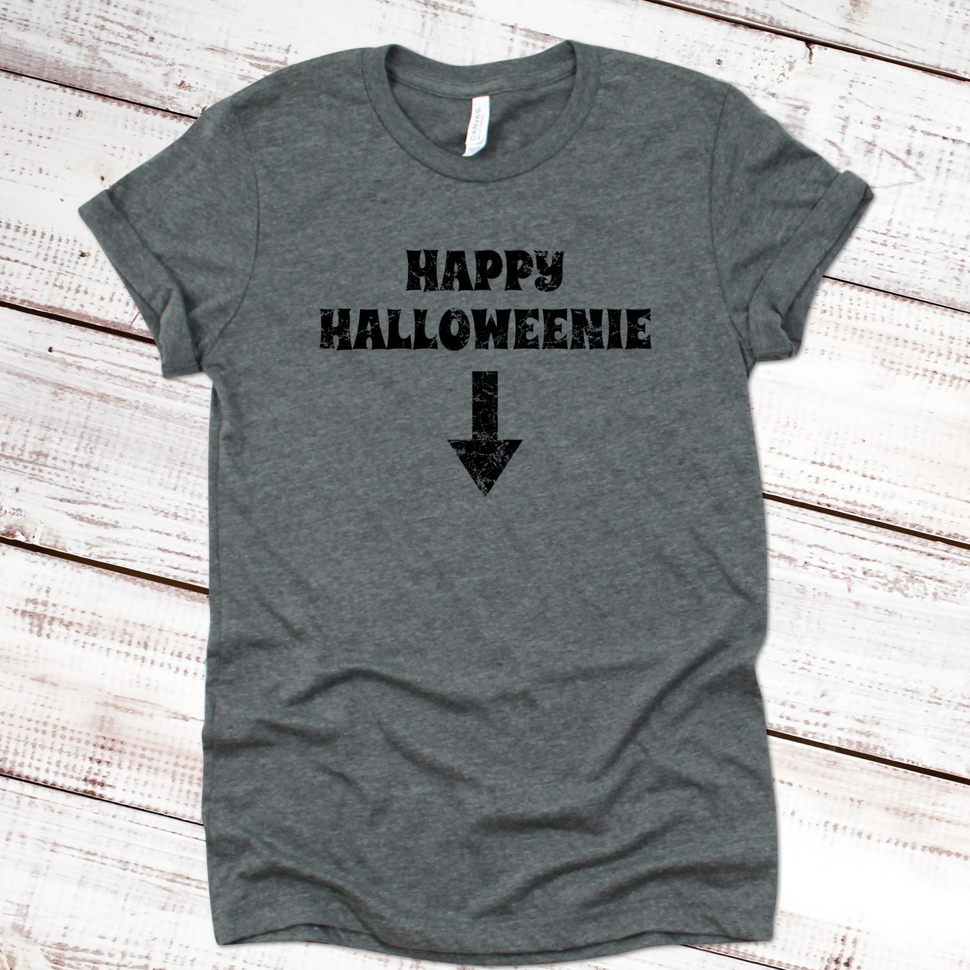 Happy Halloweenie Halloween Shirt Great Giftables Deep Heather Gray XS 