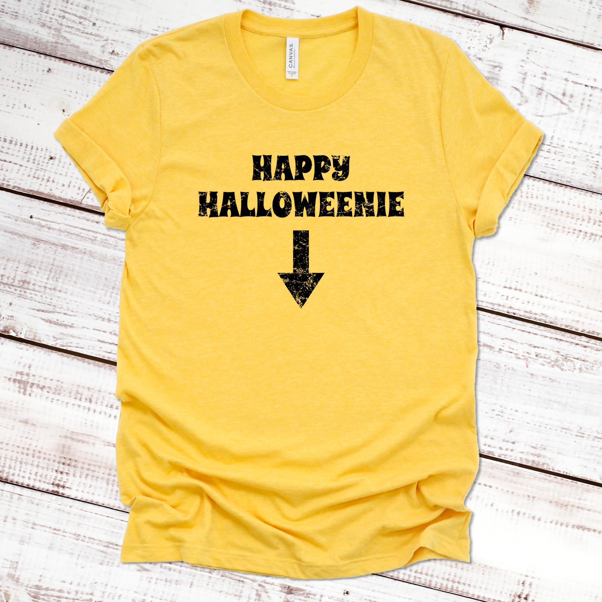 Happy Halloweenie Halloween Shirt Great Giftables Heather Gold XS 