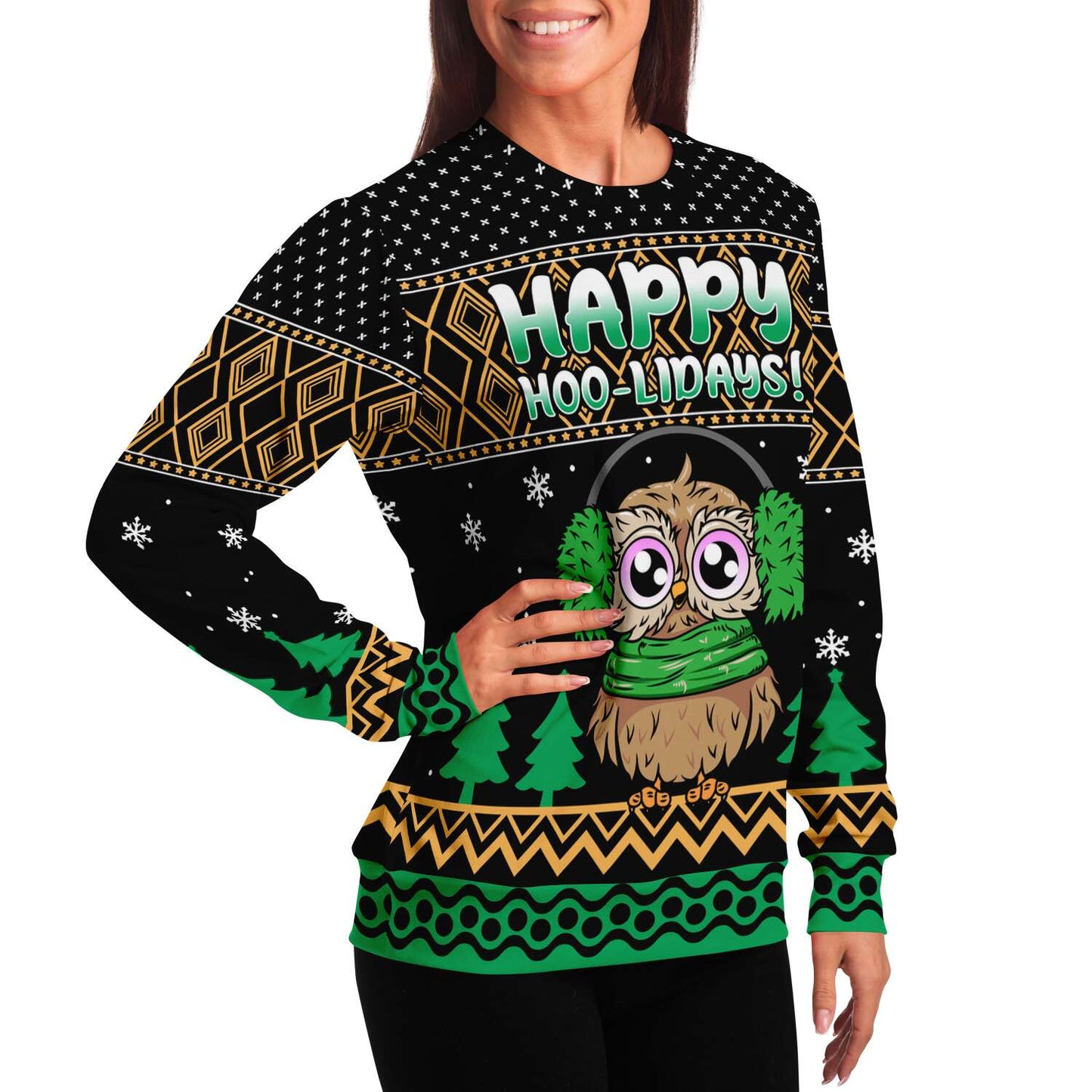 Happy Hoolidays Ugly Christmas Sweatshirt Fashion Sweatshirt - AOP Subliminator 