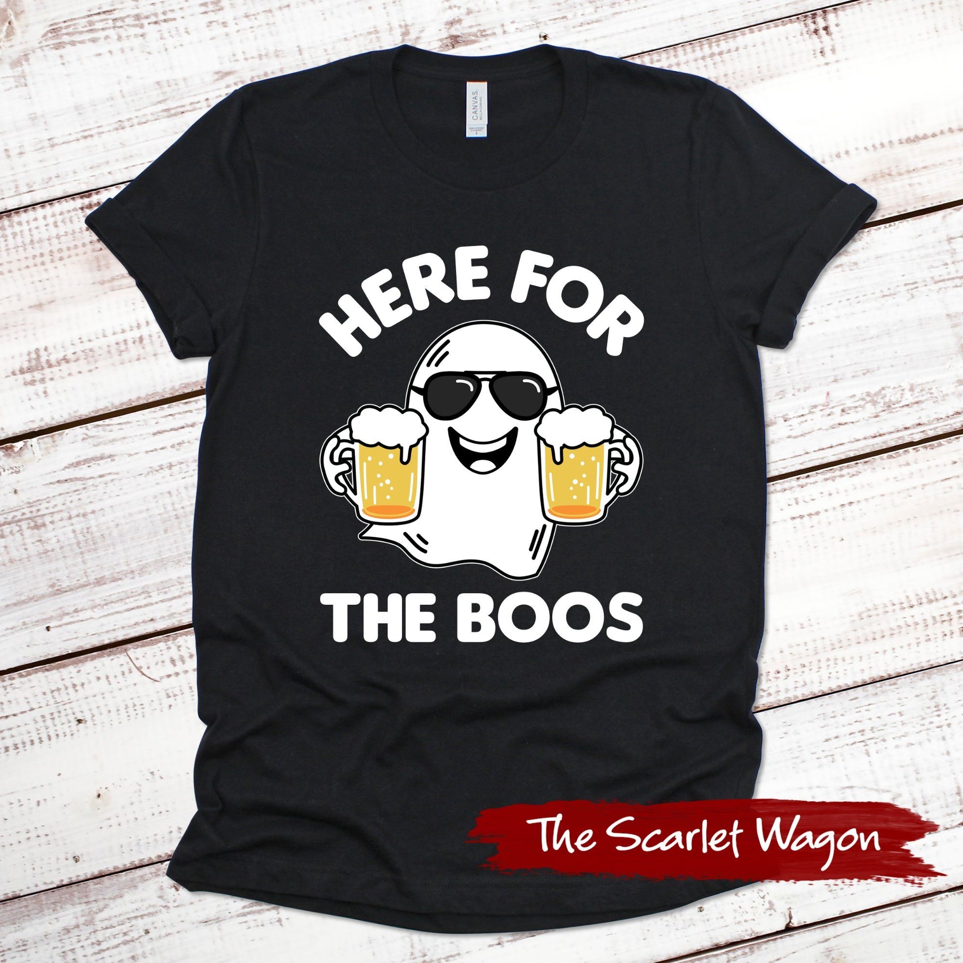 Here for the Boos Halloween Shirt Scarlet Wagon Black XS 