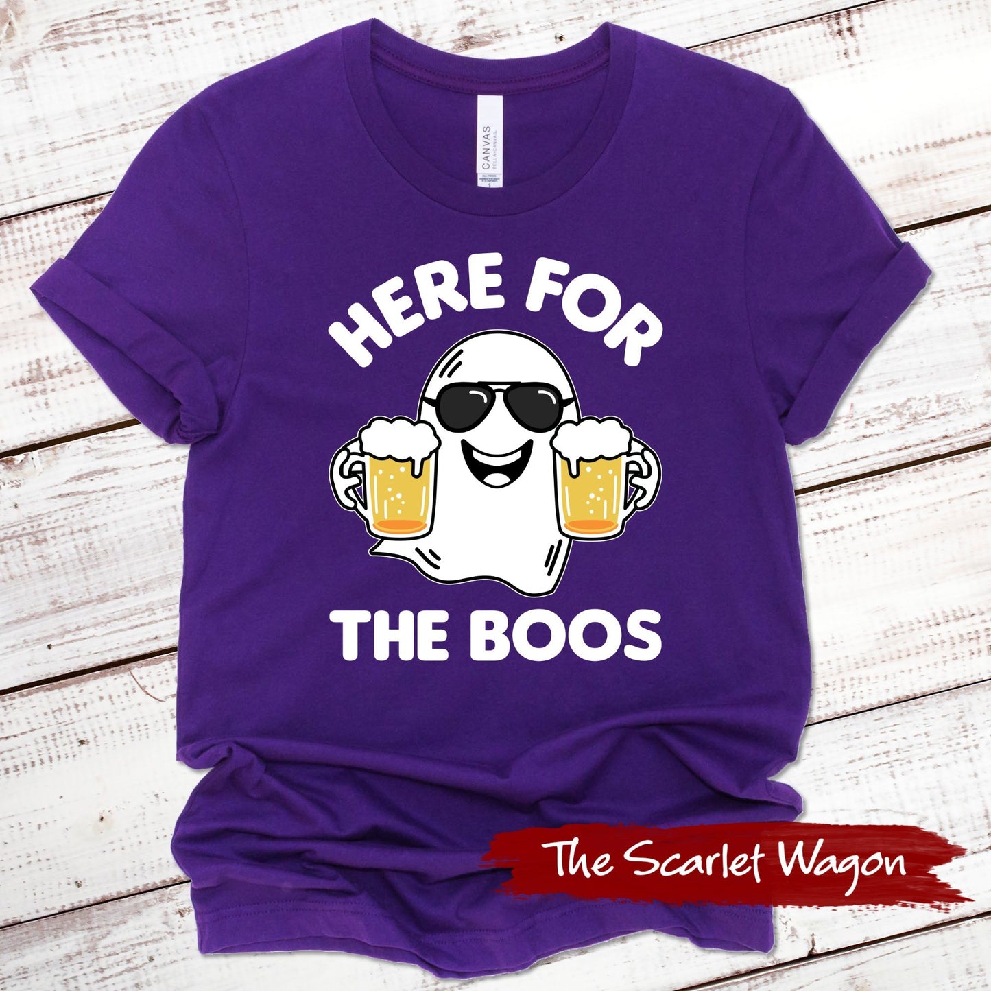 Here for the Boos Halloween Shirt Scarlet Wagon Purple XS 