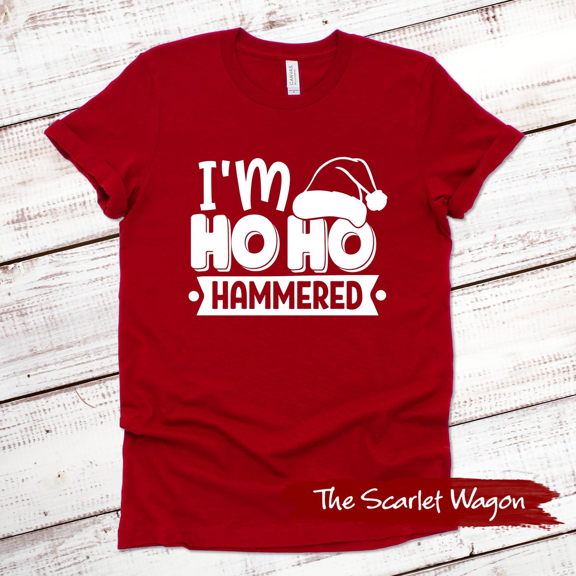 Ho Ho Hammered Christmas Shirt Scarlet Wagon Red XS 
