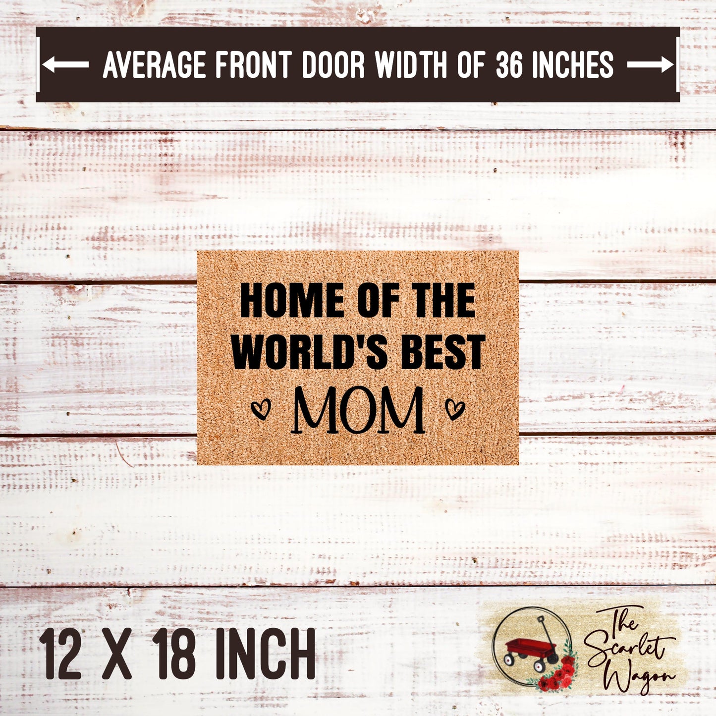 Home of the World's Best Mom Door Mats teelaunch 12x18 Inches 