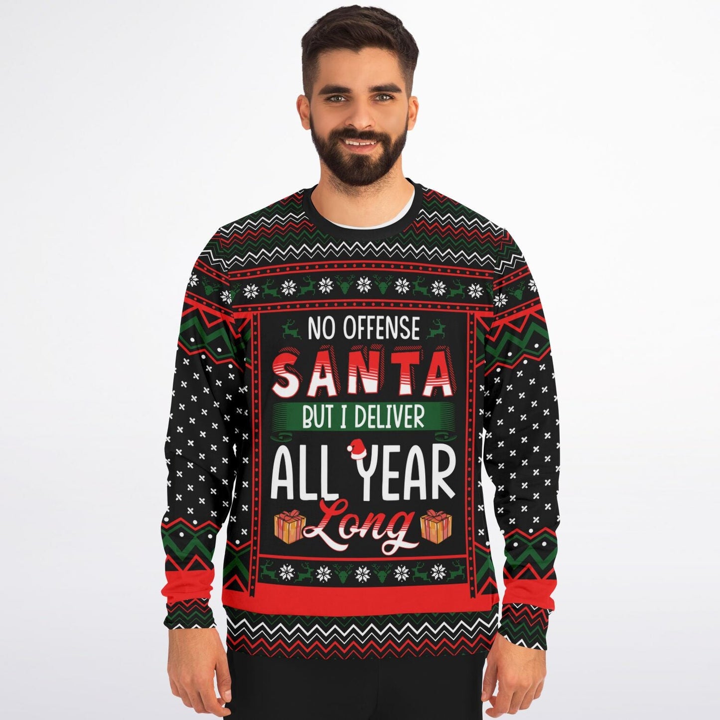 I Delivery All Year Ugly Christmas Sweatshirt Fashion Sweatshirt - AOP Subliminator 